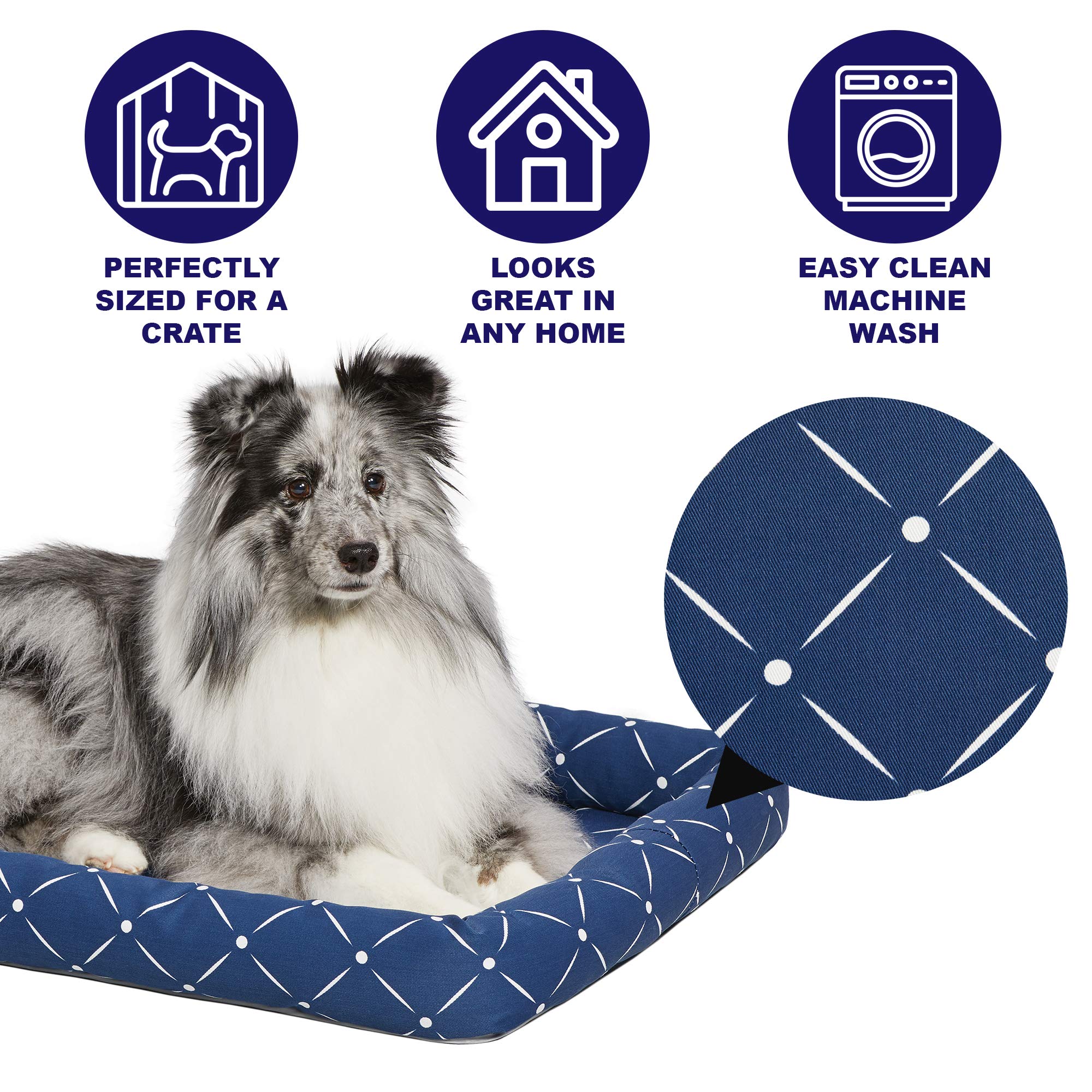 Motif diamant bleu ajoute style et confort pour le lit du chien