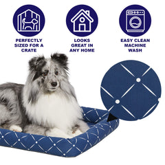 Motif diamant bleu ajoute style et confort pour le lit du chien
