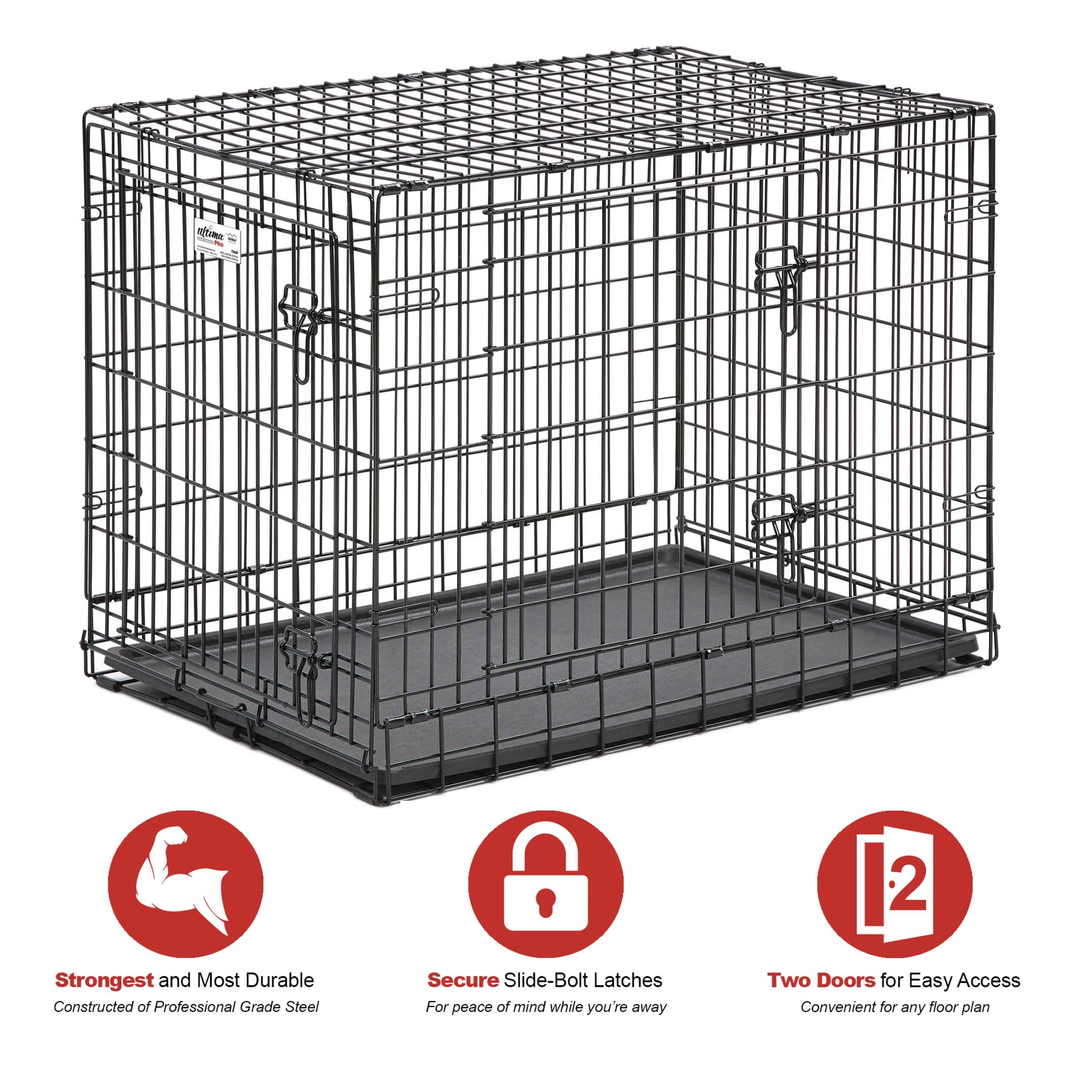 Cage Ultima Pro 36 pouces, porte double, accès rapide.