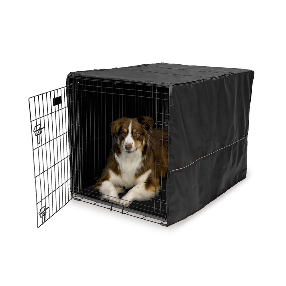 Housse MidWest pour caisse de chien grande taille en noir, intimité et confort améliorés.