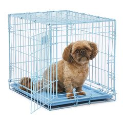 MidWest Homes for Pets iCrate bleu, avant: accès facile pour petits chiens.