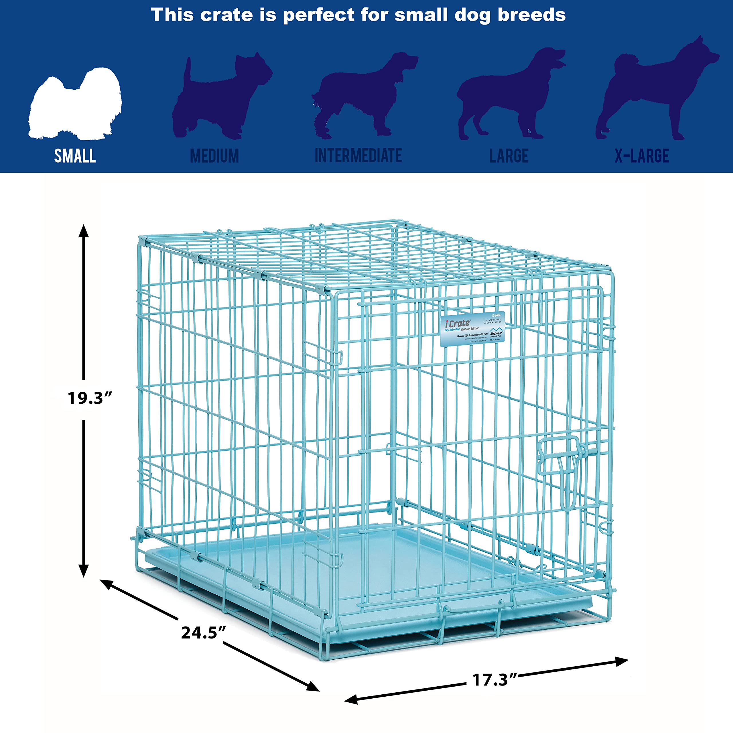 MidWest Homes for Pets iCrate bleu, pieds en caoutchouc: protège le sol et stabilité.