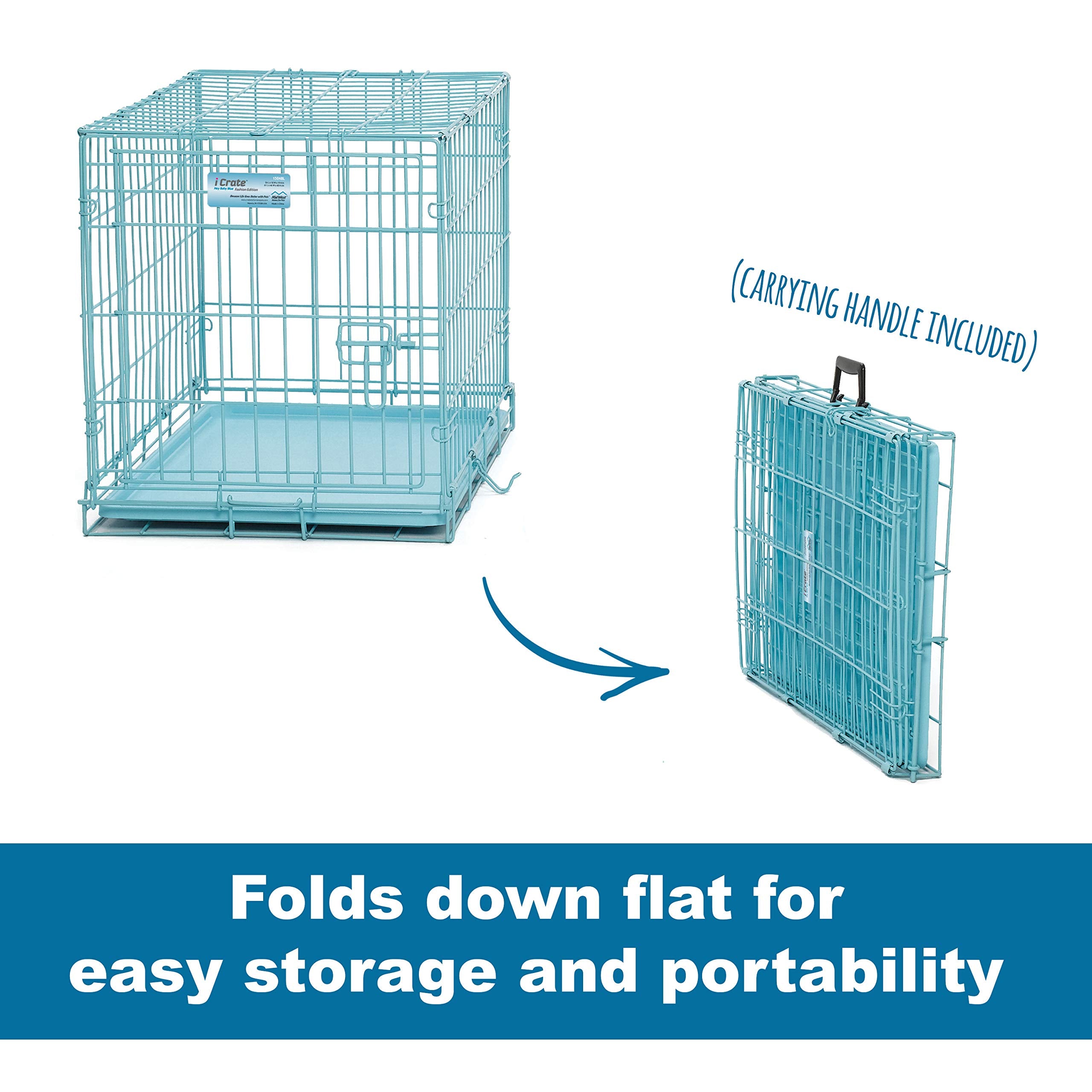 MidWest Homes for Pets iCrate bleu, poignée portable: transport facilité lors de déplacements.
