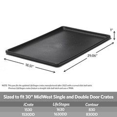 Vue du pan MidWest pour cage chien 30p, glissière pratique.