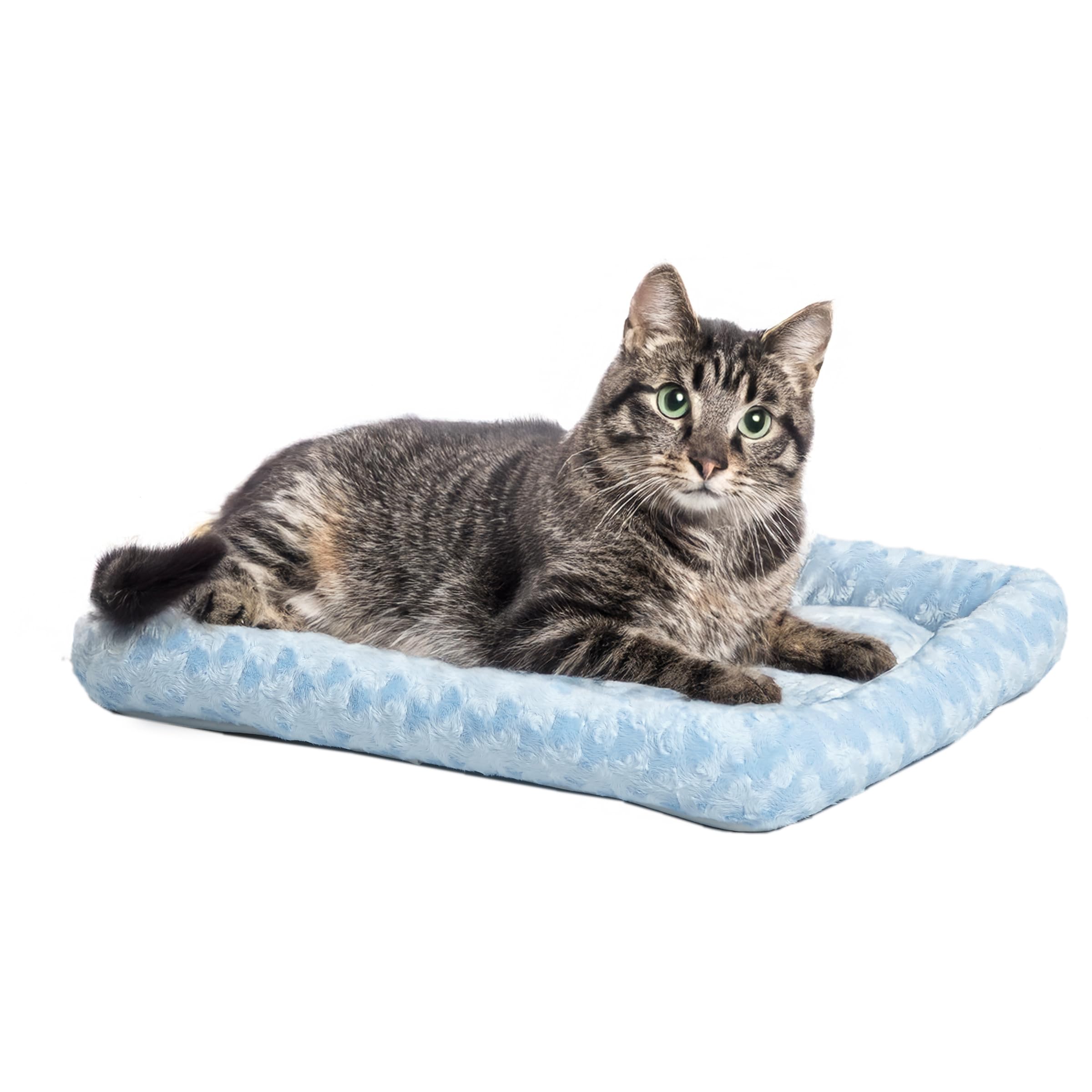 Lit MidWest QuietTime XXS bleu en fausse fourrure pour petit chien et chat