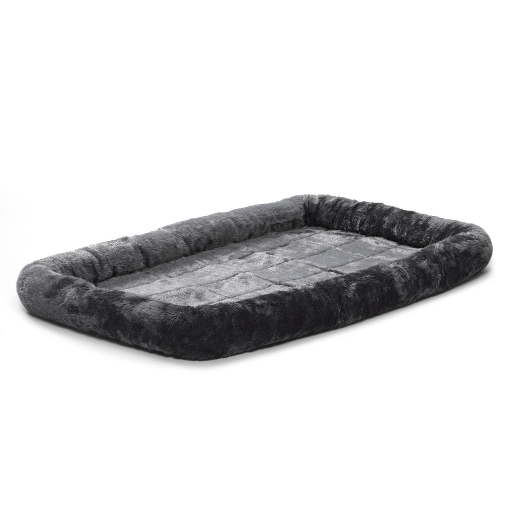MidWest QuietTime: lit gris en fausse fourrure avec bolsters pour repos confortable.