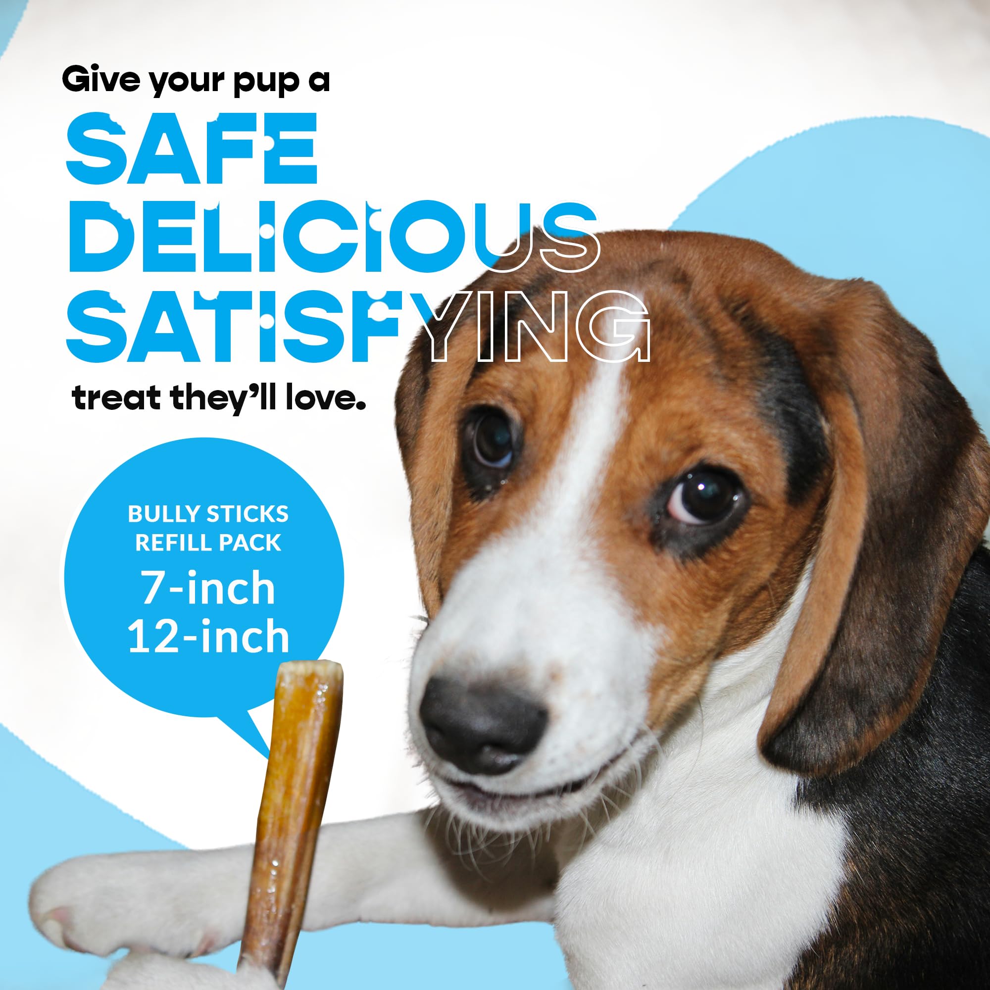 Sans additifs, bullys 7 pouces MIGHTY CHEWZ idéal pour chiens gourmands