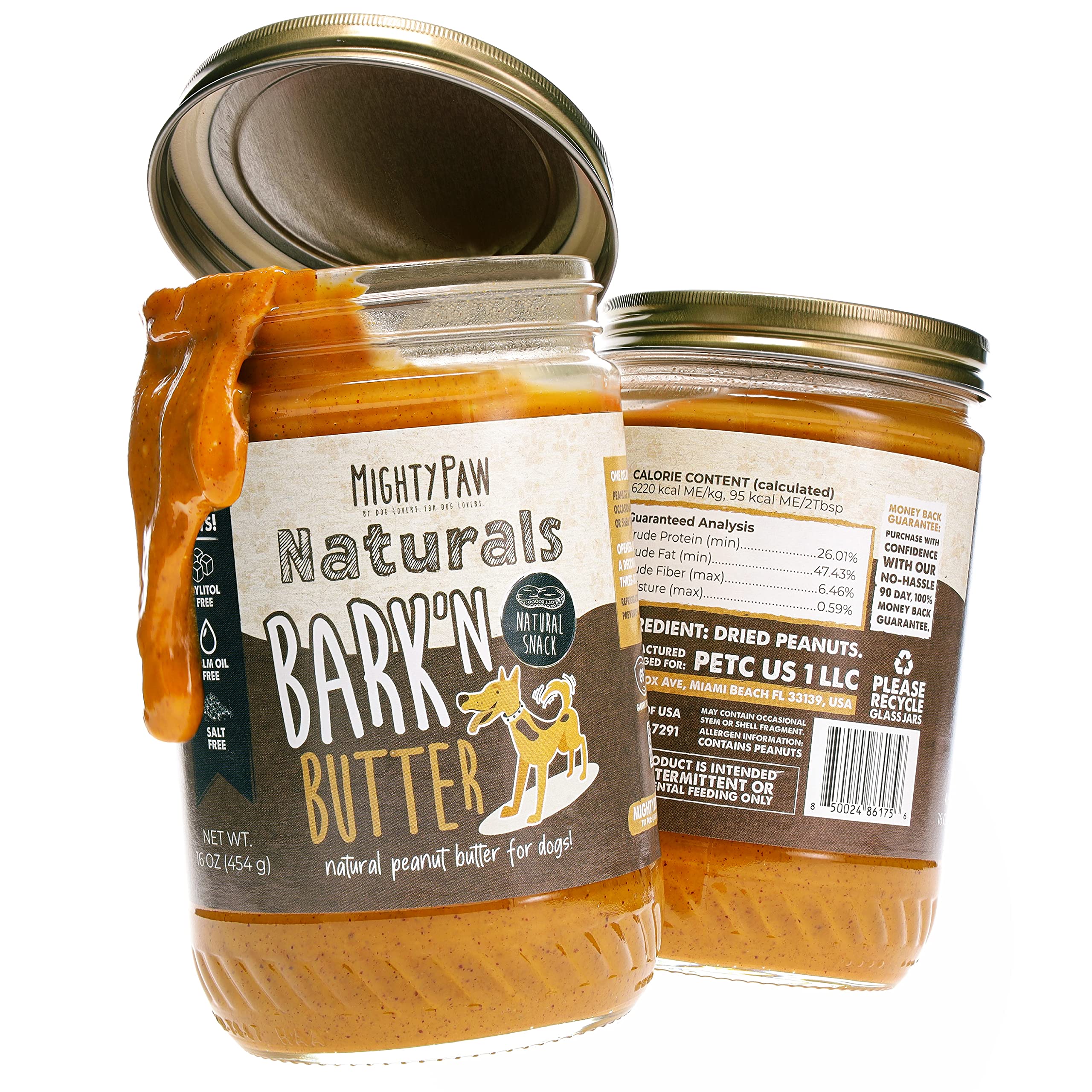 Mighty Paw Bark'n Butter : bocal sur planche, pâte naturelle prête à savourer