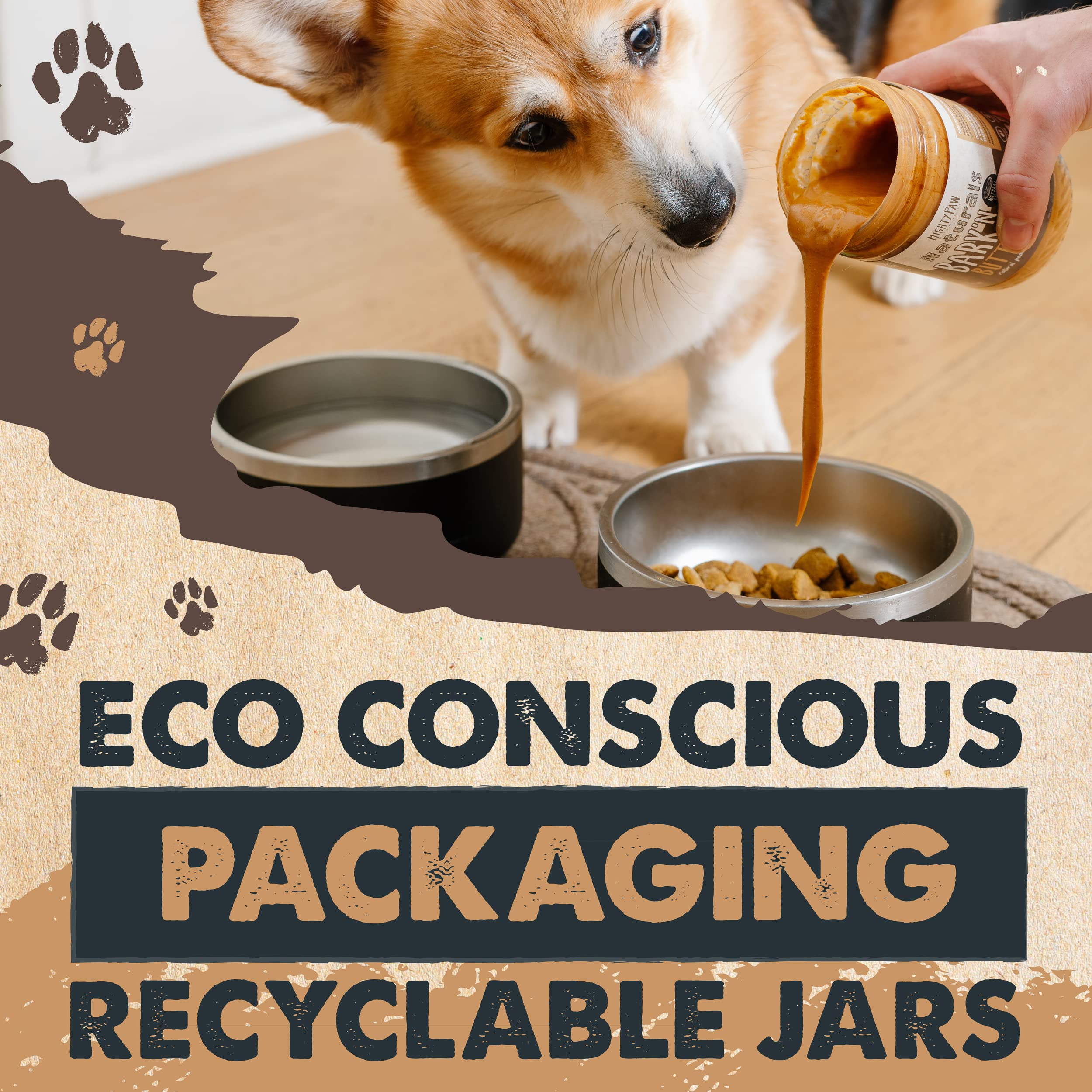 Mighty Paw Bark'n Butter : emballage recyclable reflétant l’engagement écologique