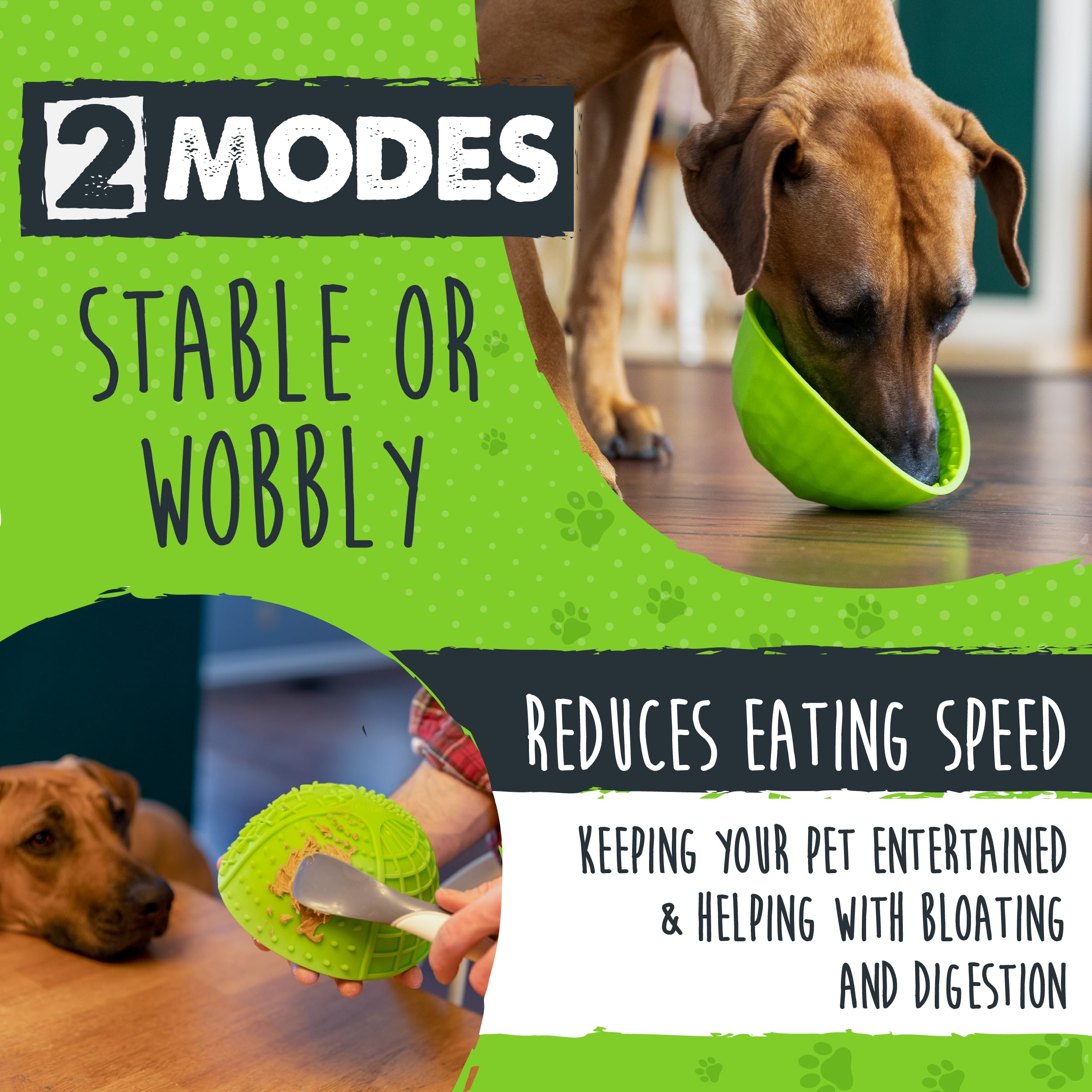 Mode stable du bol lick Mighty Paw favorise une activité régulière.