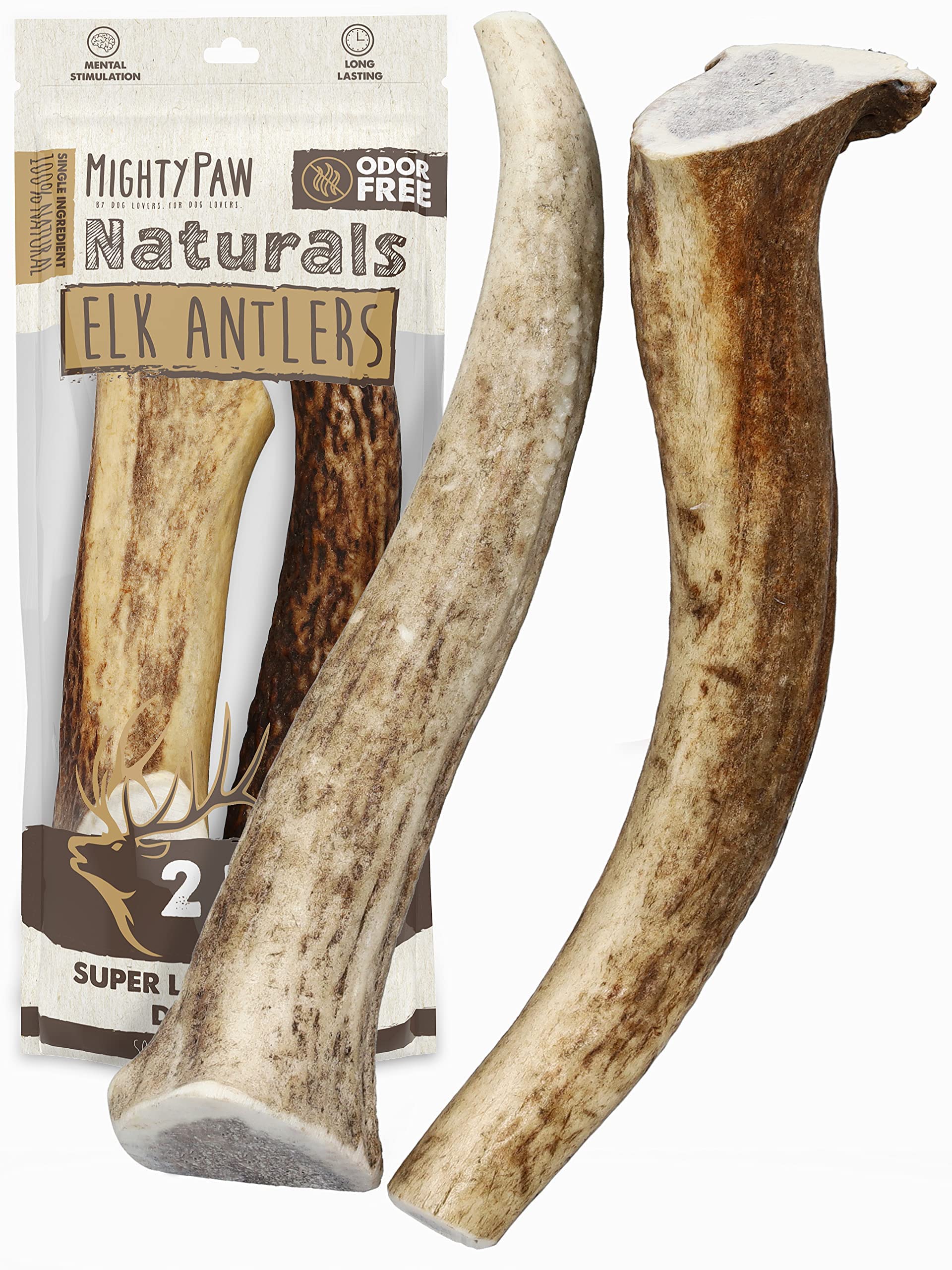 Mighty Paw cornes de wapiti en ensemble pour chien de taille moyenne.
