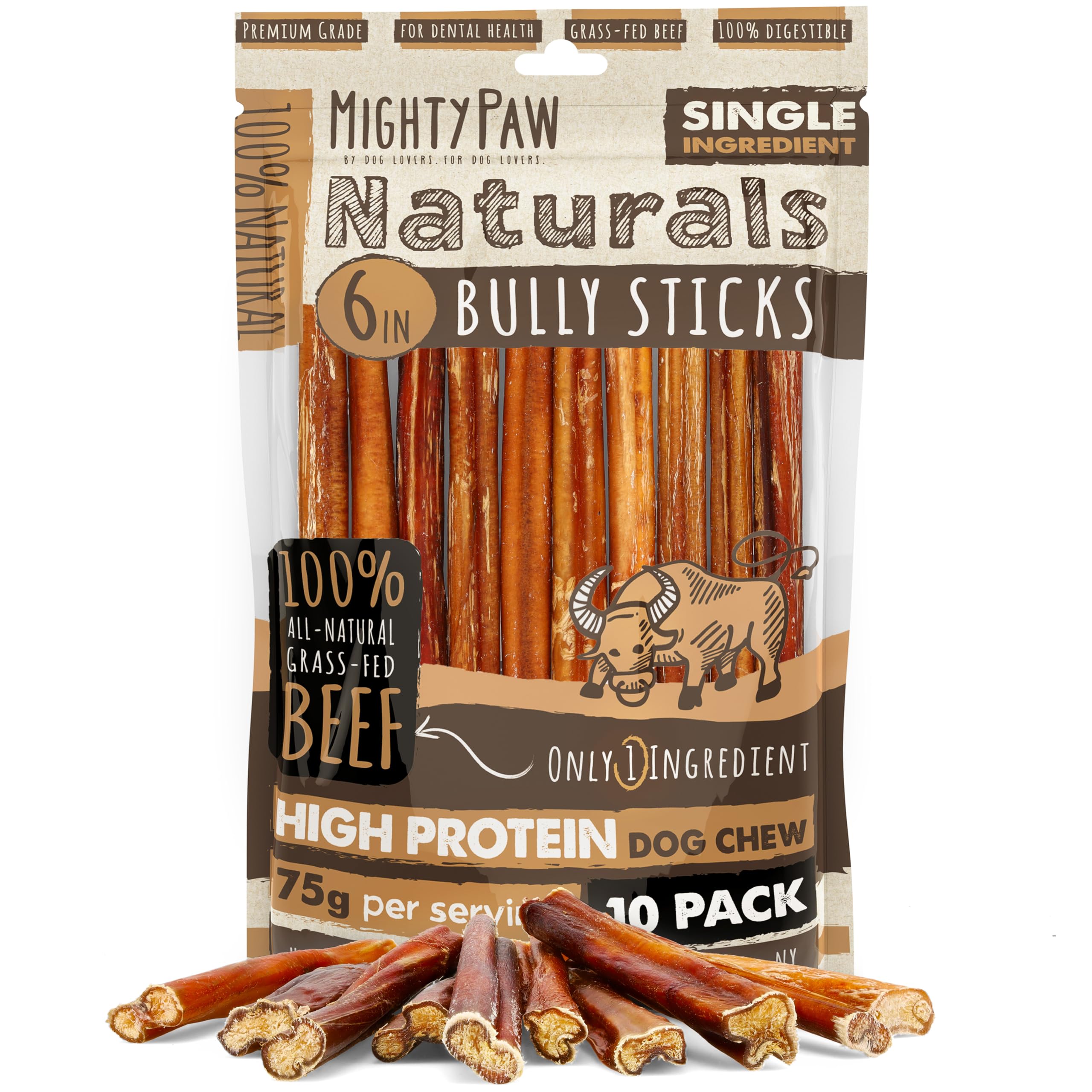 Mighty Paw Naturals bully sticks pour petits chiens: mastication durable et naturelle