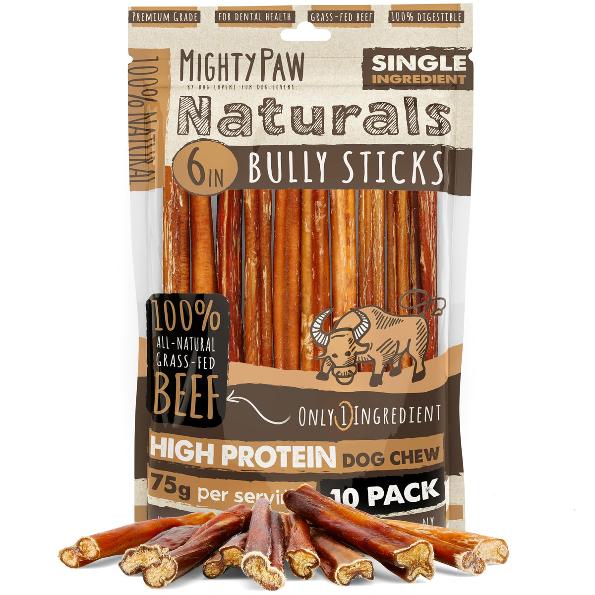 Mighty Paw Naturals bully sticks pour petits chiens: mastication durable et naturelle
