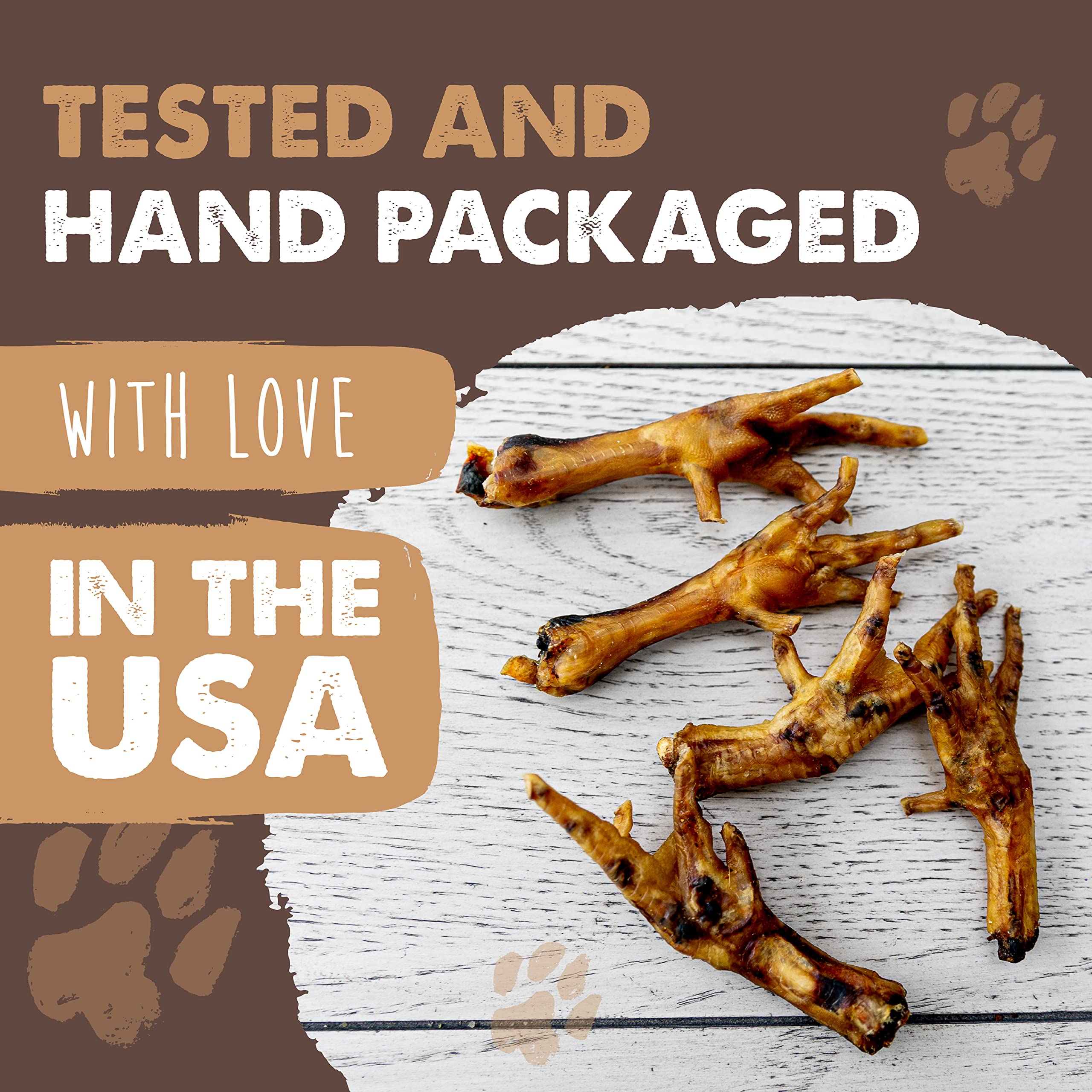 Sans additifs ni conservateurs dans Mighty Paw Naturals pattes de poulet.