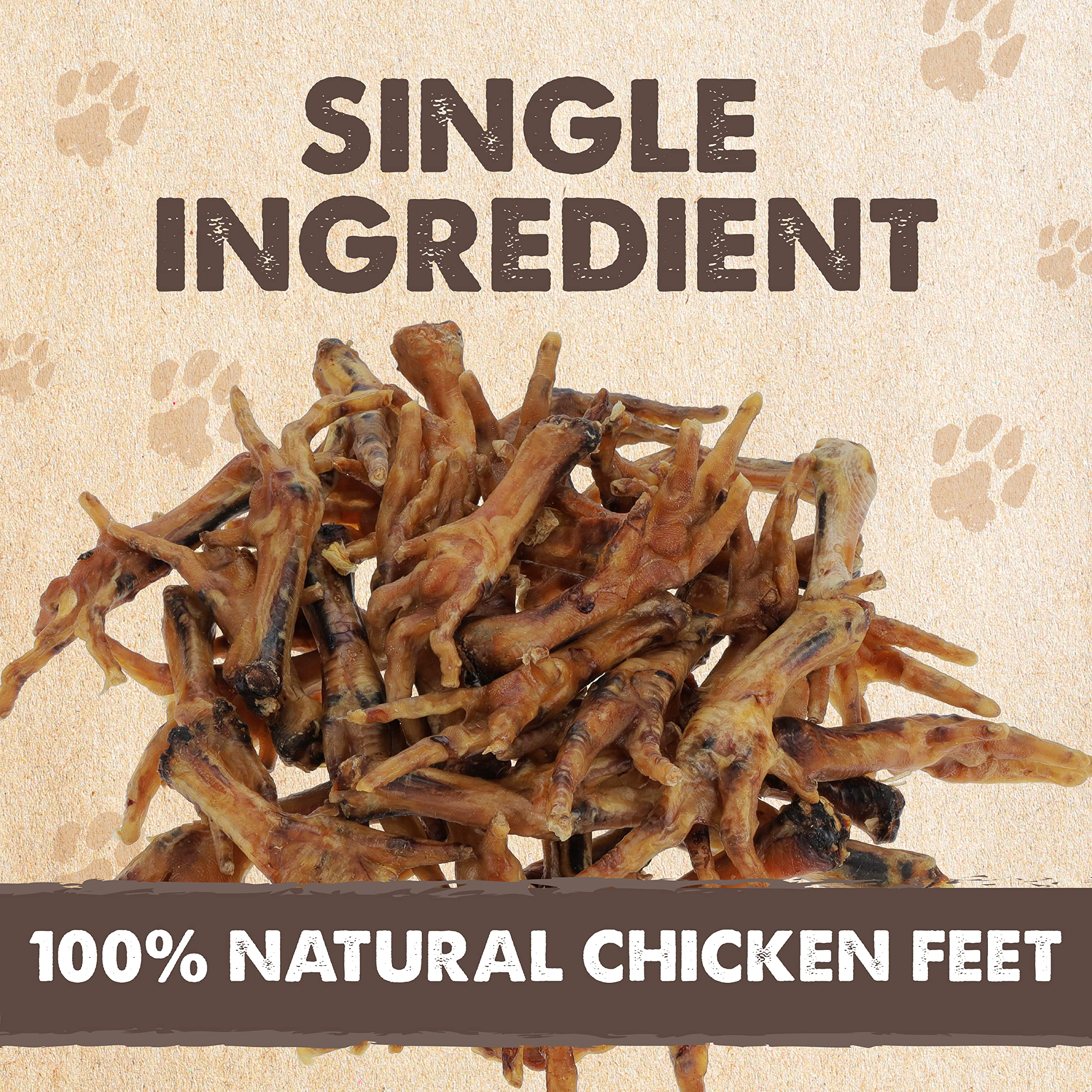 Texture croquante des pattes de poulet Mighty Paw Naturals, parfaite récompense.