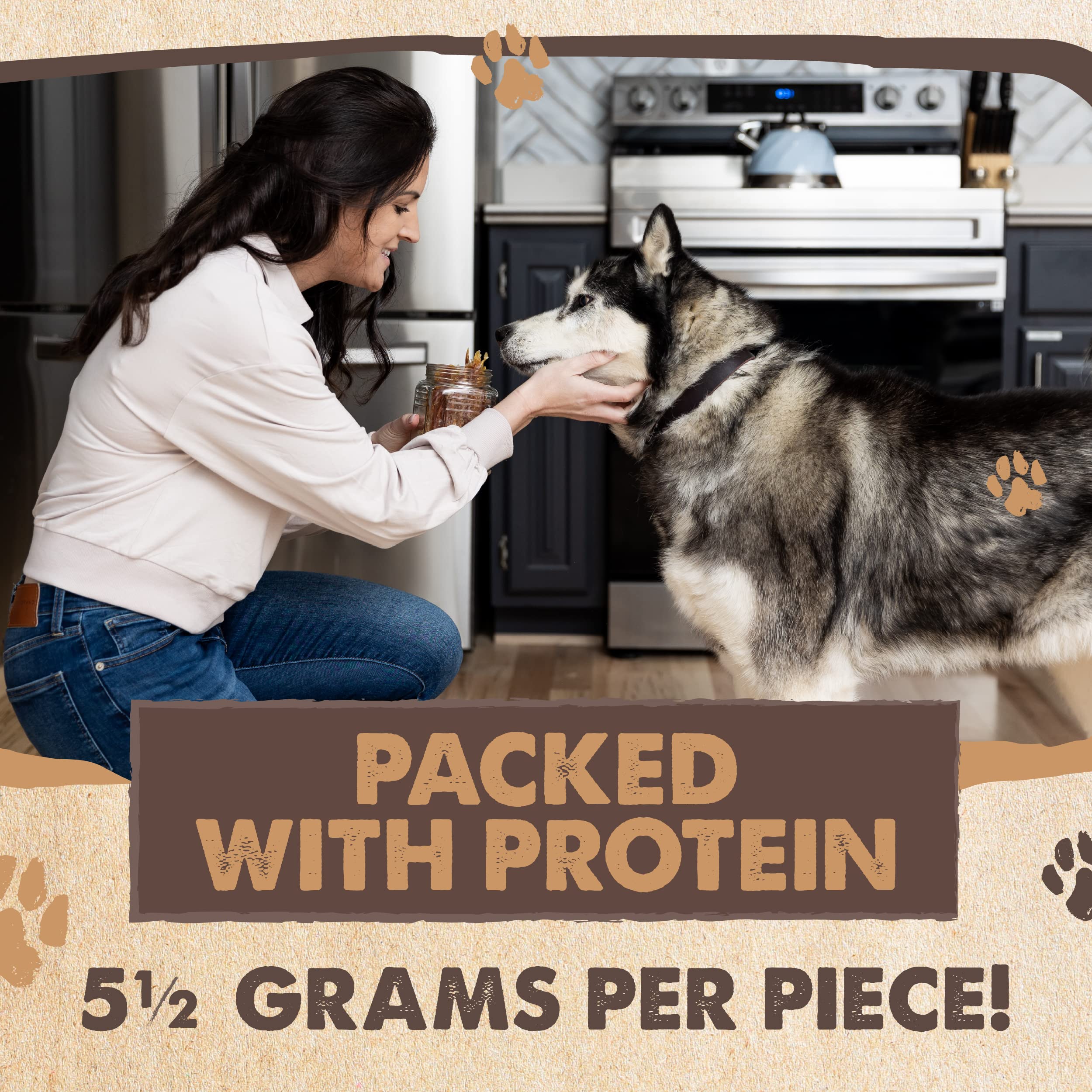 Mighty Paw Naturals poulet jerky en portions, pratique pour l'entraînement.