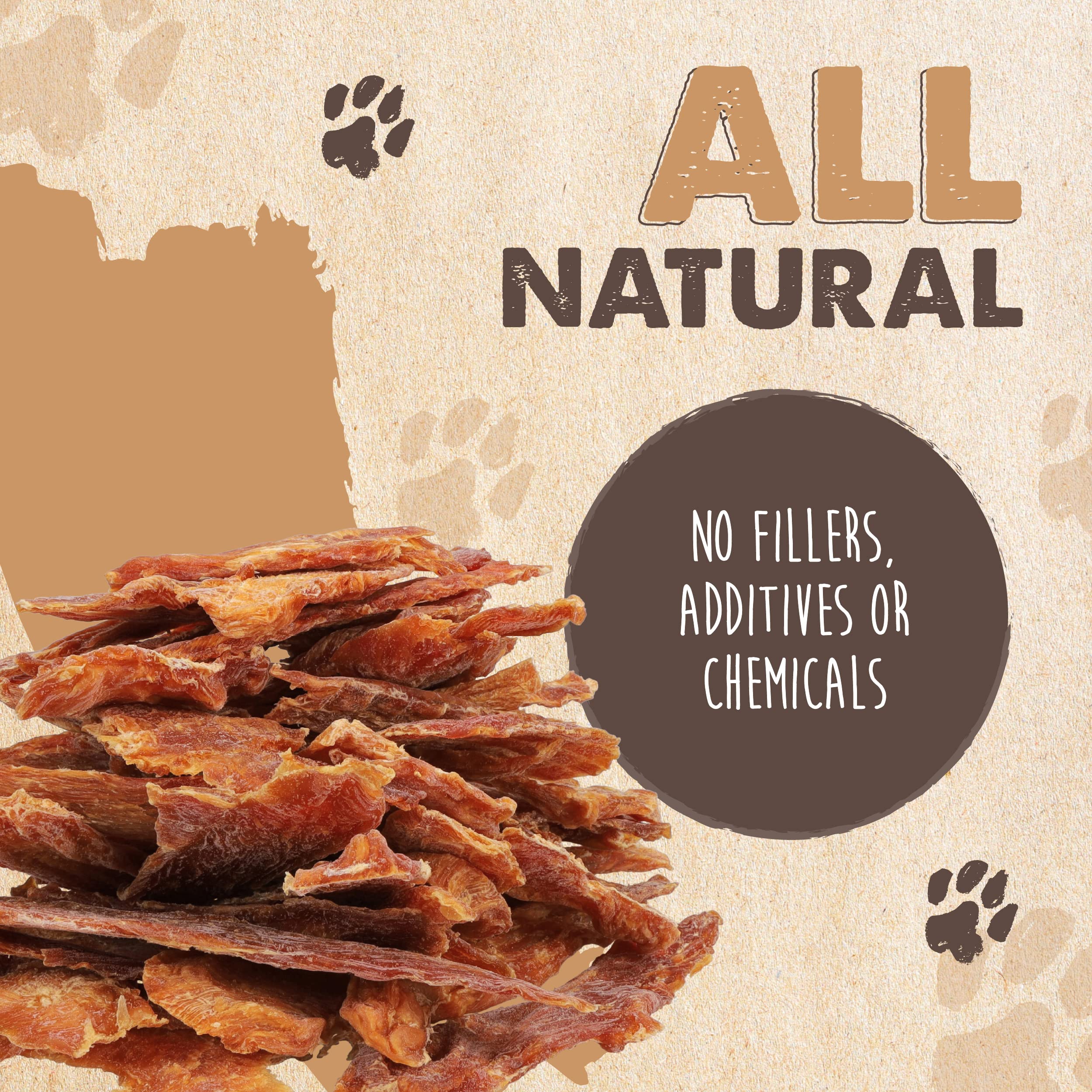 Mighty Paw Naturals poulet jerky fabriqué avec soin, aux États‑Unis.