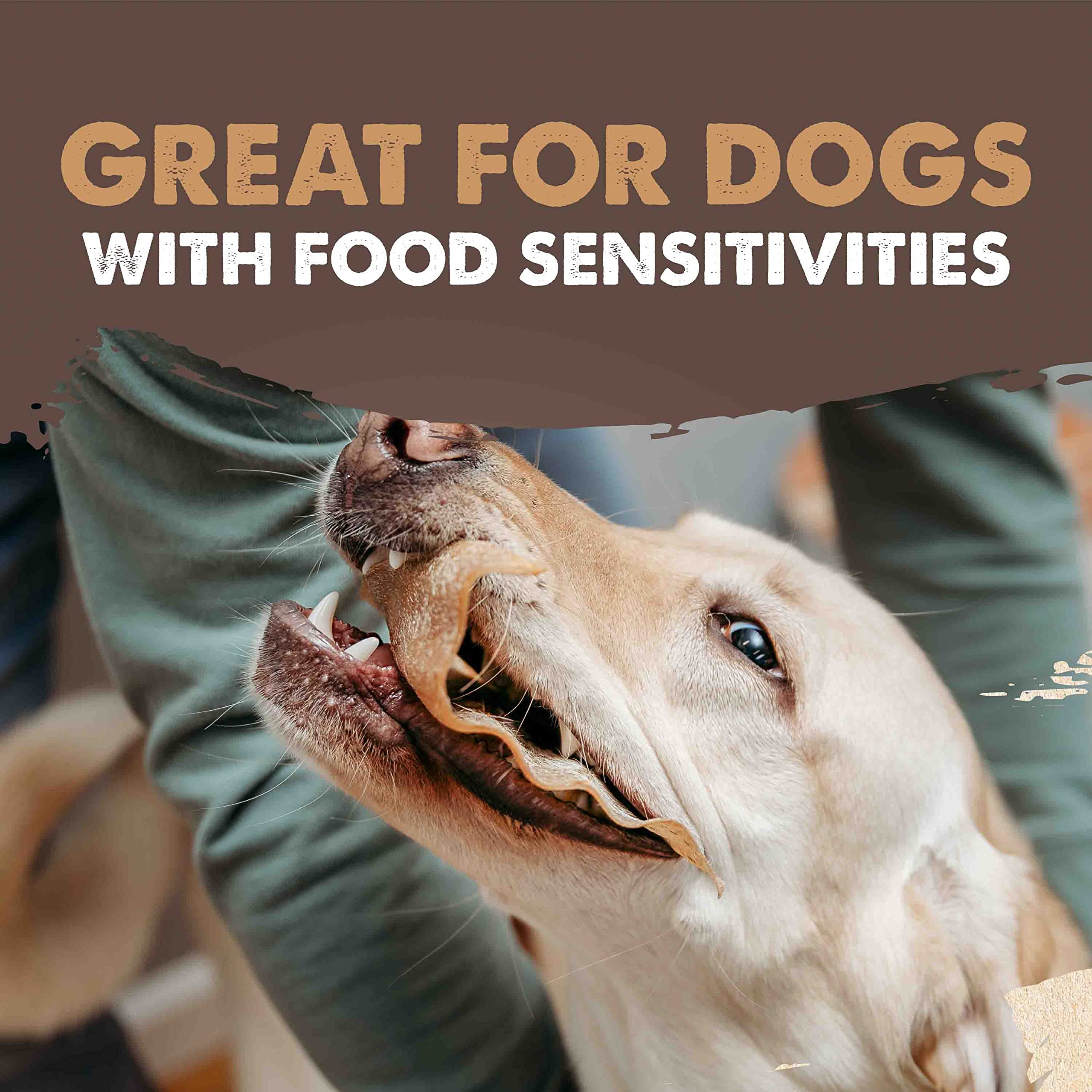Mighty Paw Oreilles vache sans lactose, friandise douce pour estomacs sensibles.