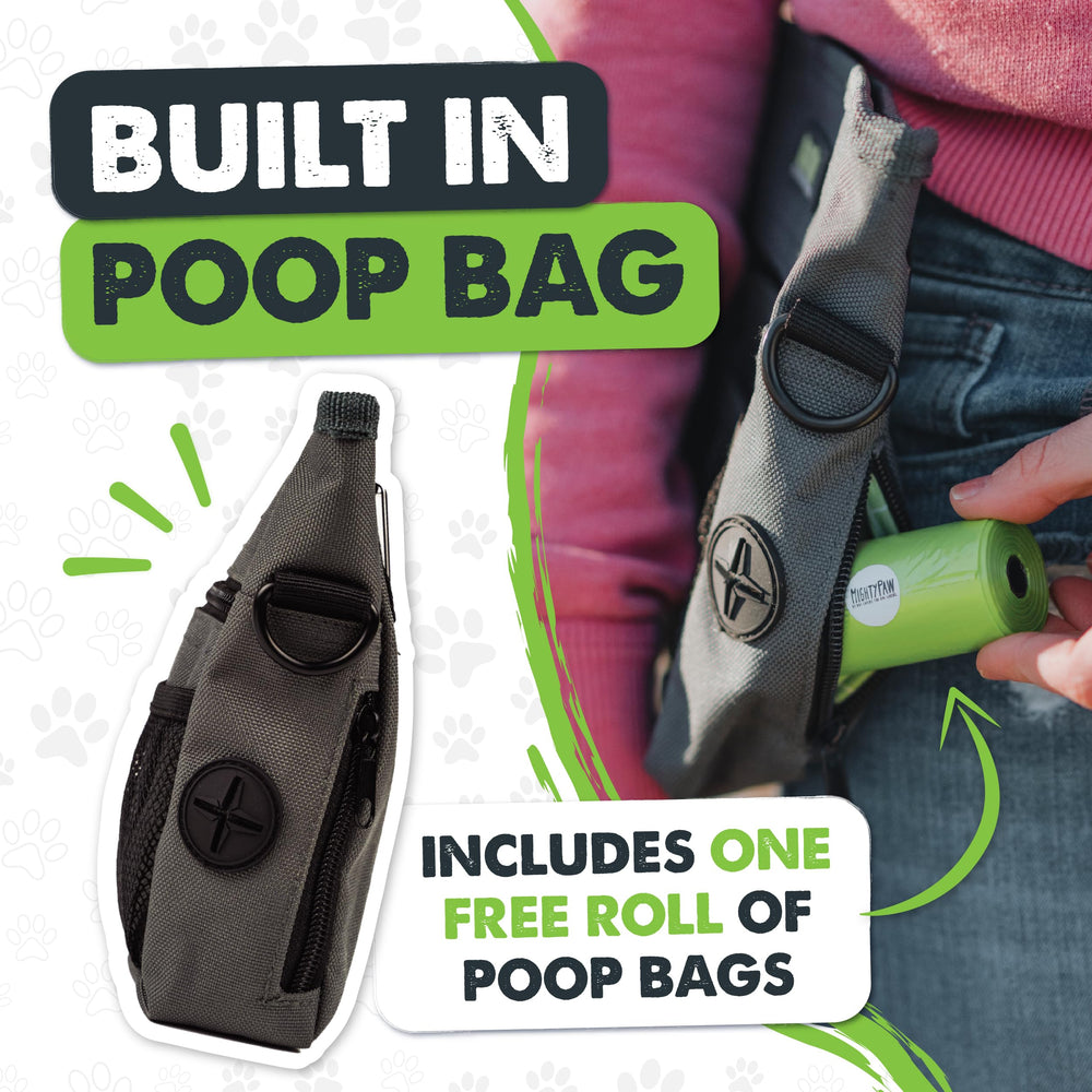 Sac Mighty Paw portable: port sur ceinture et bretelle pour toutes les tailles.