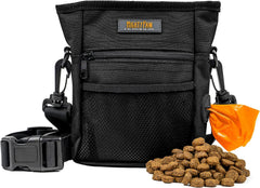 Sac Mighty Paw avec clip magnetique avant pour accès rapide aux friandises.