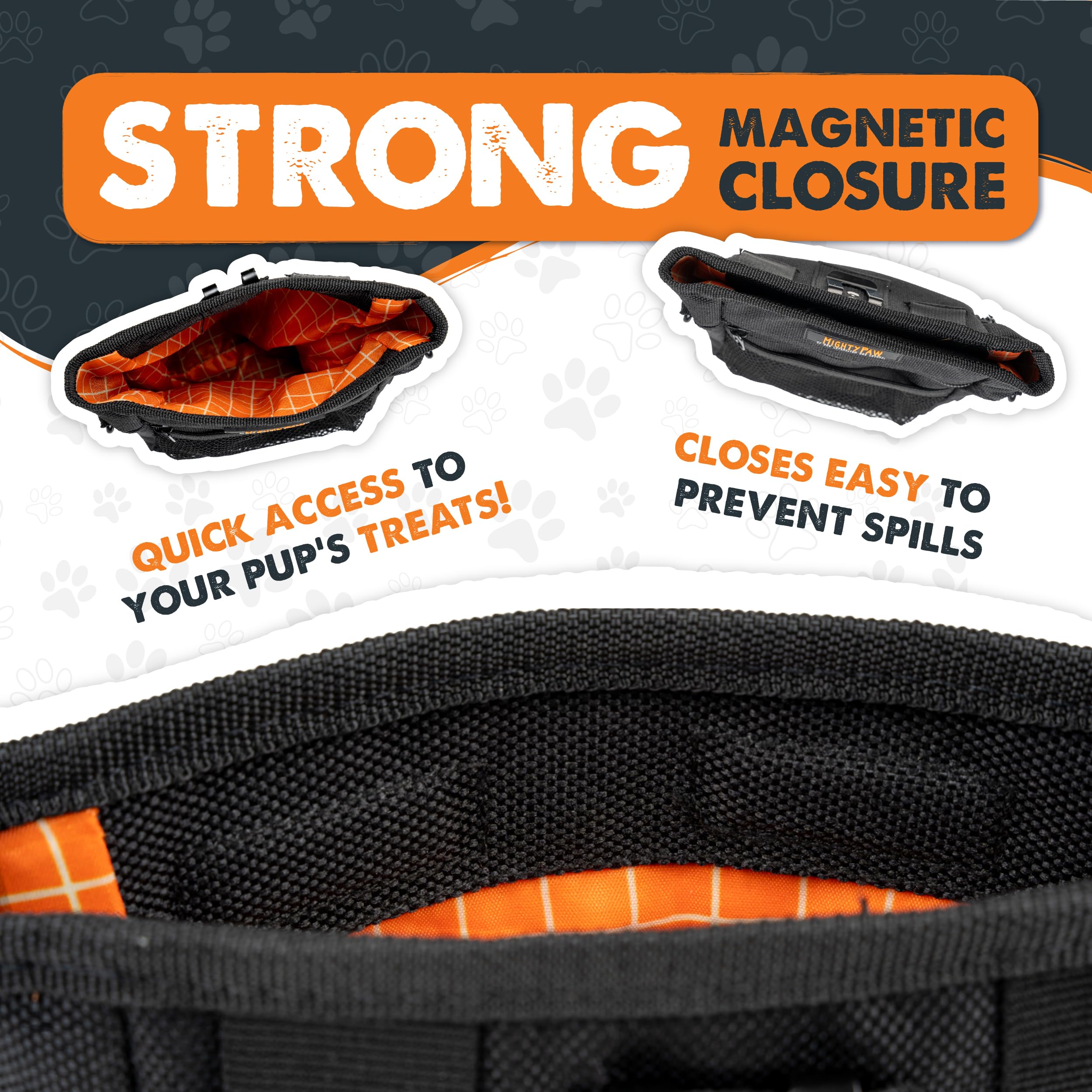 Sac Mighty Paw avec sangle reglable porté à l'épaule pour plus de confort.