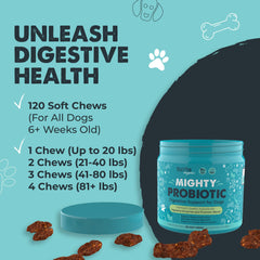 Mighty Paw Waggables mélange probiotiques et enzymes, friandises pour soutenir la digestion