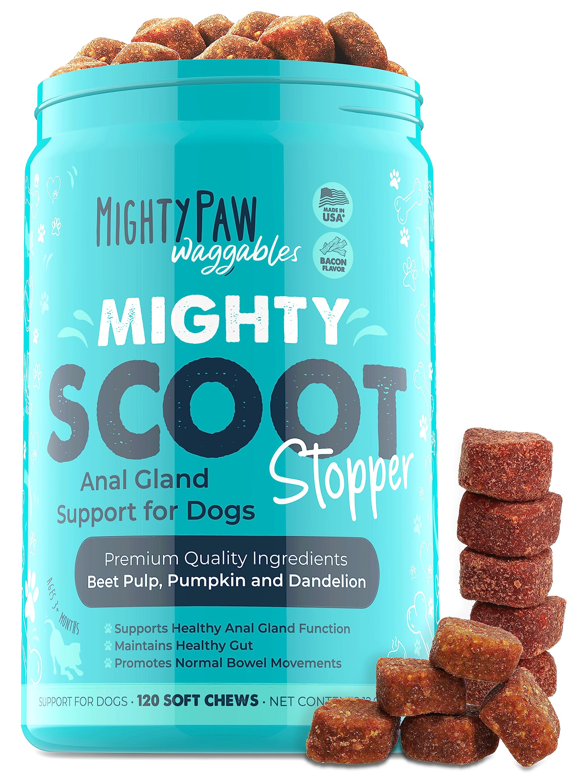Mighty Scoot de Mighty Paw, bouteille : soutien digestif potentiel pour chiens