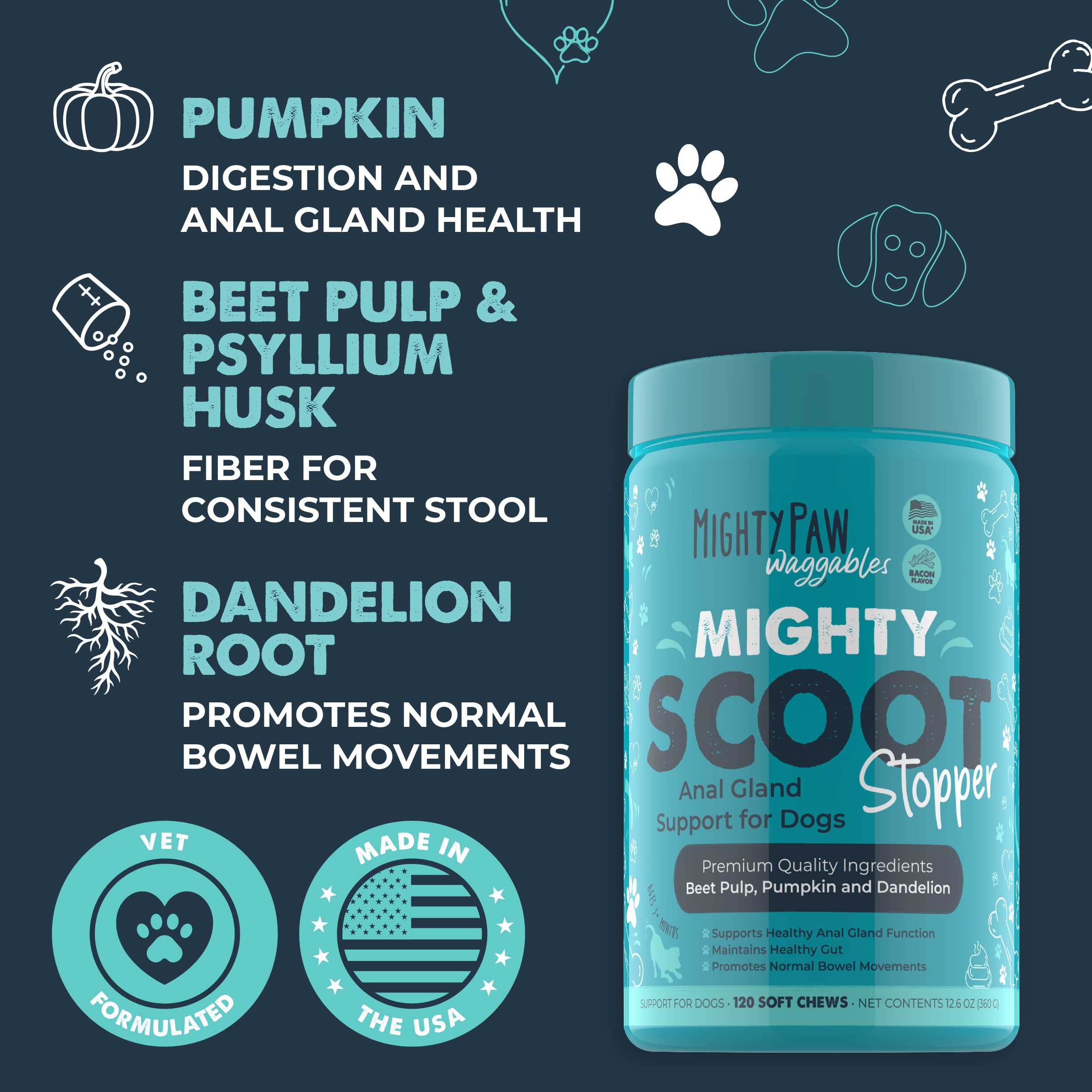 Mighty Scoot, friandises saveur bacon : administration facile