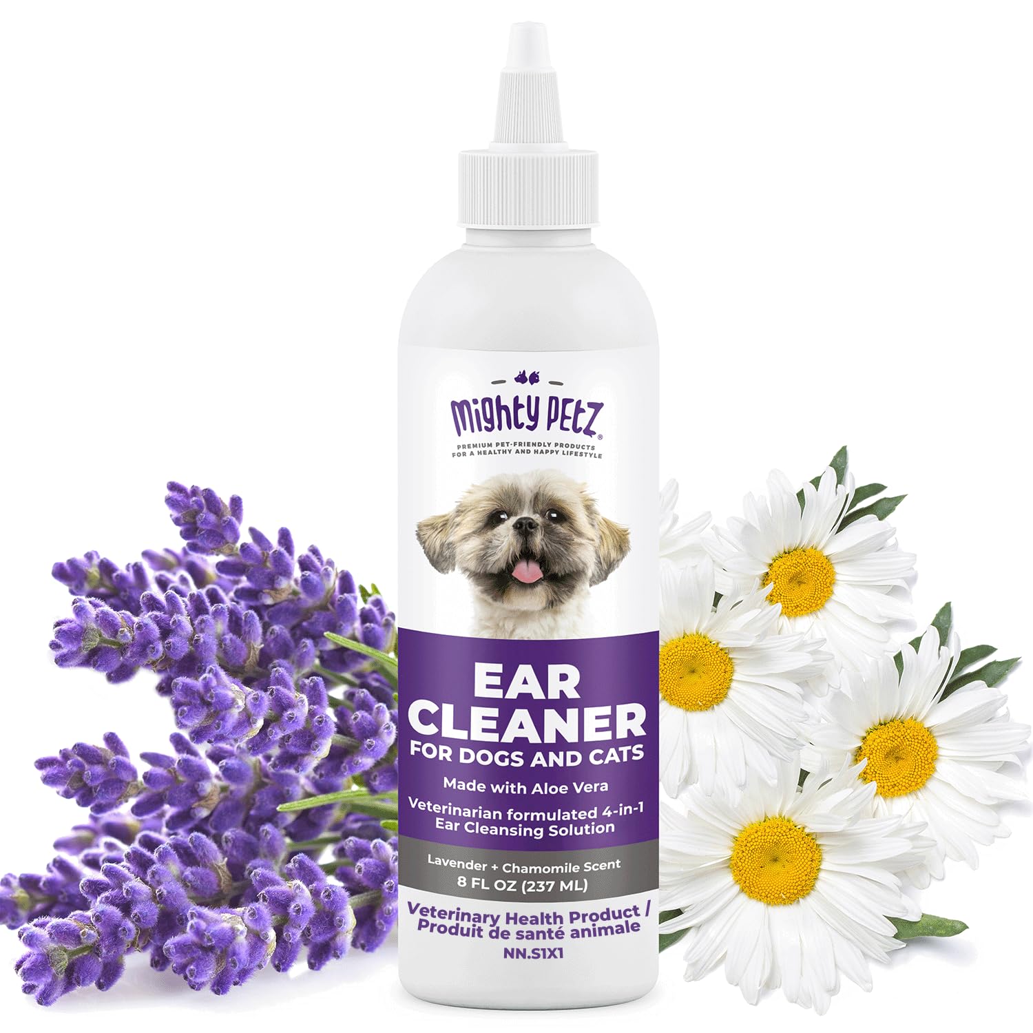 Mighty Petz nettoyant oreilles pour chiens et chats, bouteille 8 oz.
