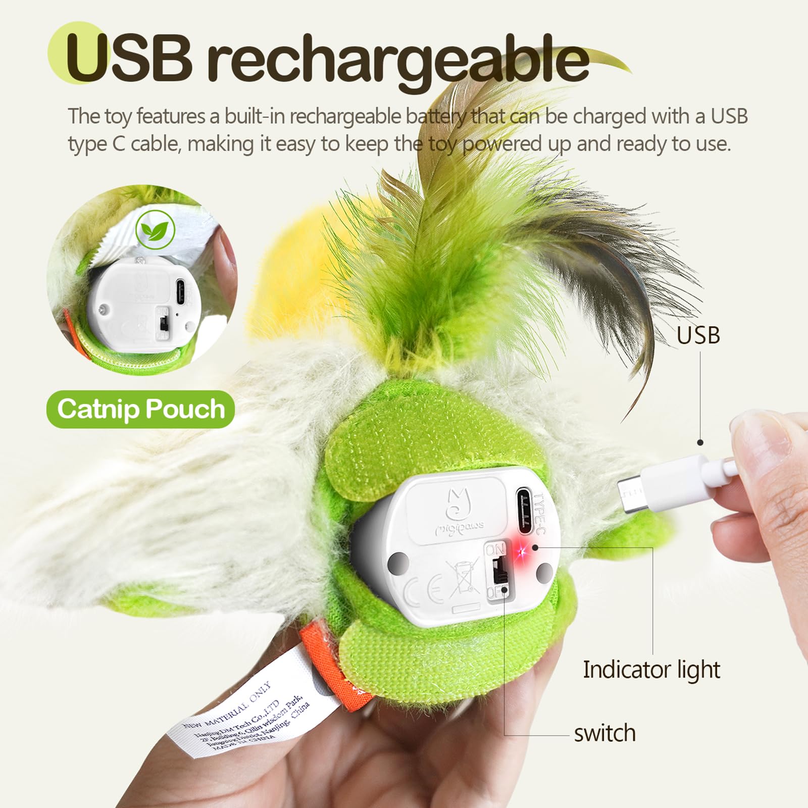 Migipaws batterie rechargeables via port USB-C inclus