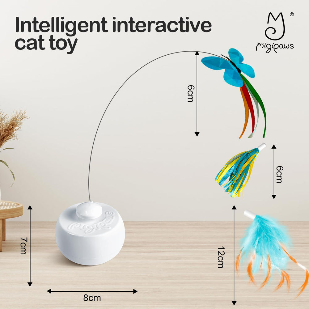 Migipaws plume interactive: mouvement fluide pour exercice léger.