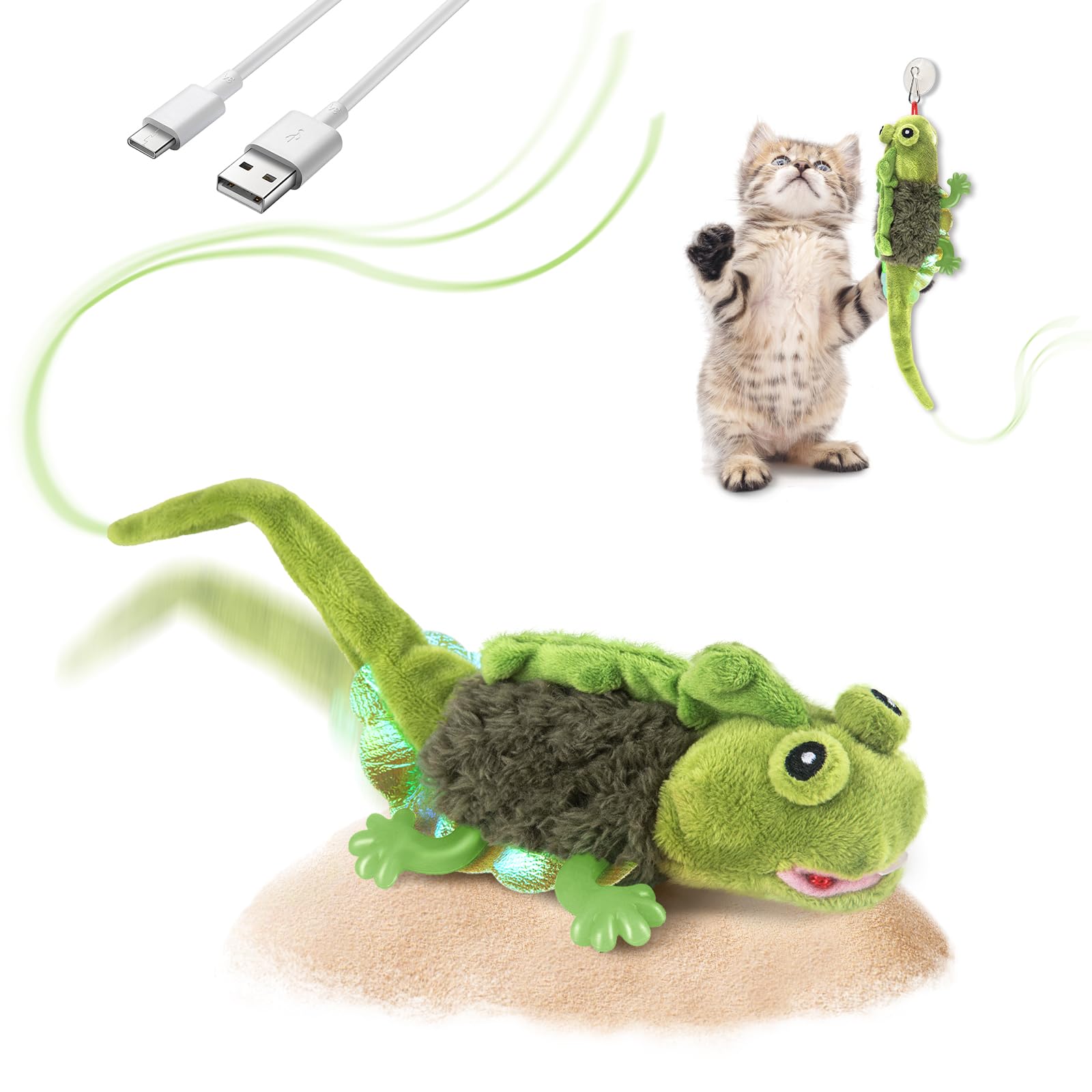Migipaws Lézard battant et gazouillant pour stimuler le chat