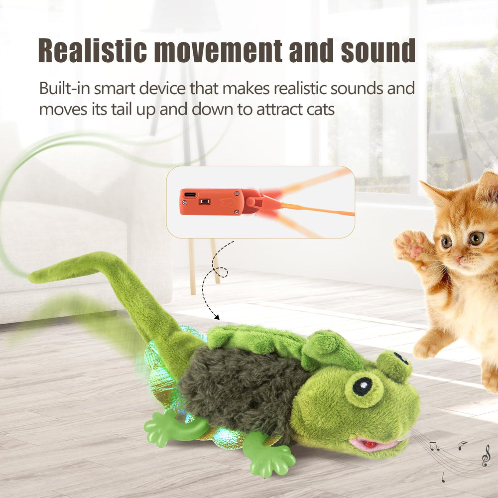 Migipaws Lézard sur canne-jouet pour divertissement autonome