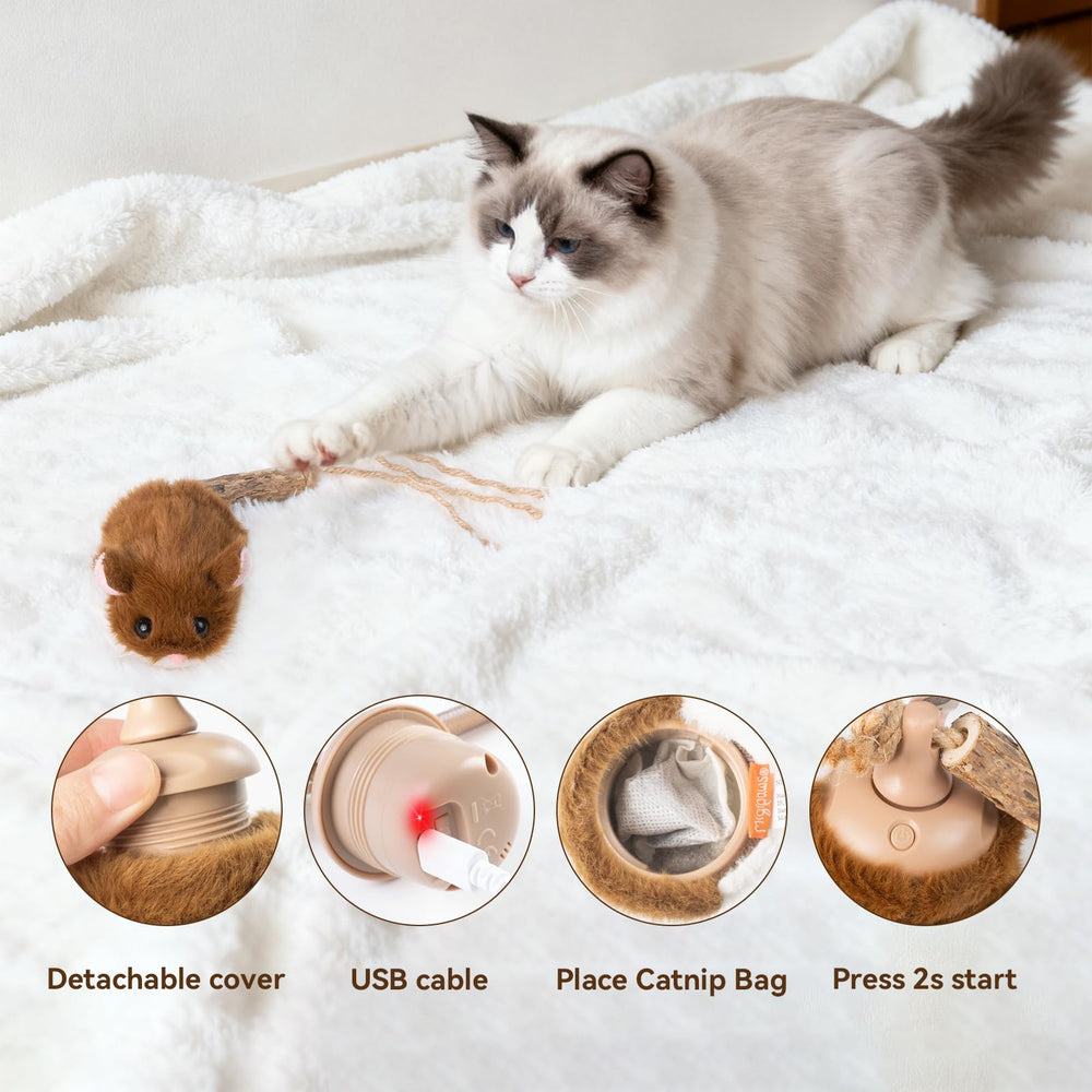 Migipaws Migimouse poche de catnip amovible pour renouveler l'attraction.