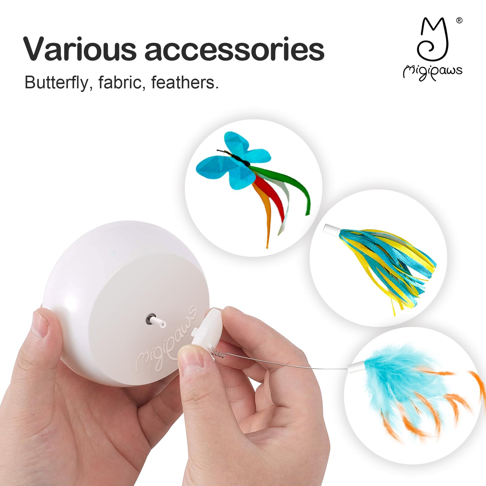 Migipaws papillon mouvement irregulier: attire l'attention et stimule l'instinct naturel.