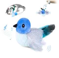 Migipaws oiseau battant interactif avec pince bleu, idéal pour l'amusement actif.