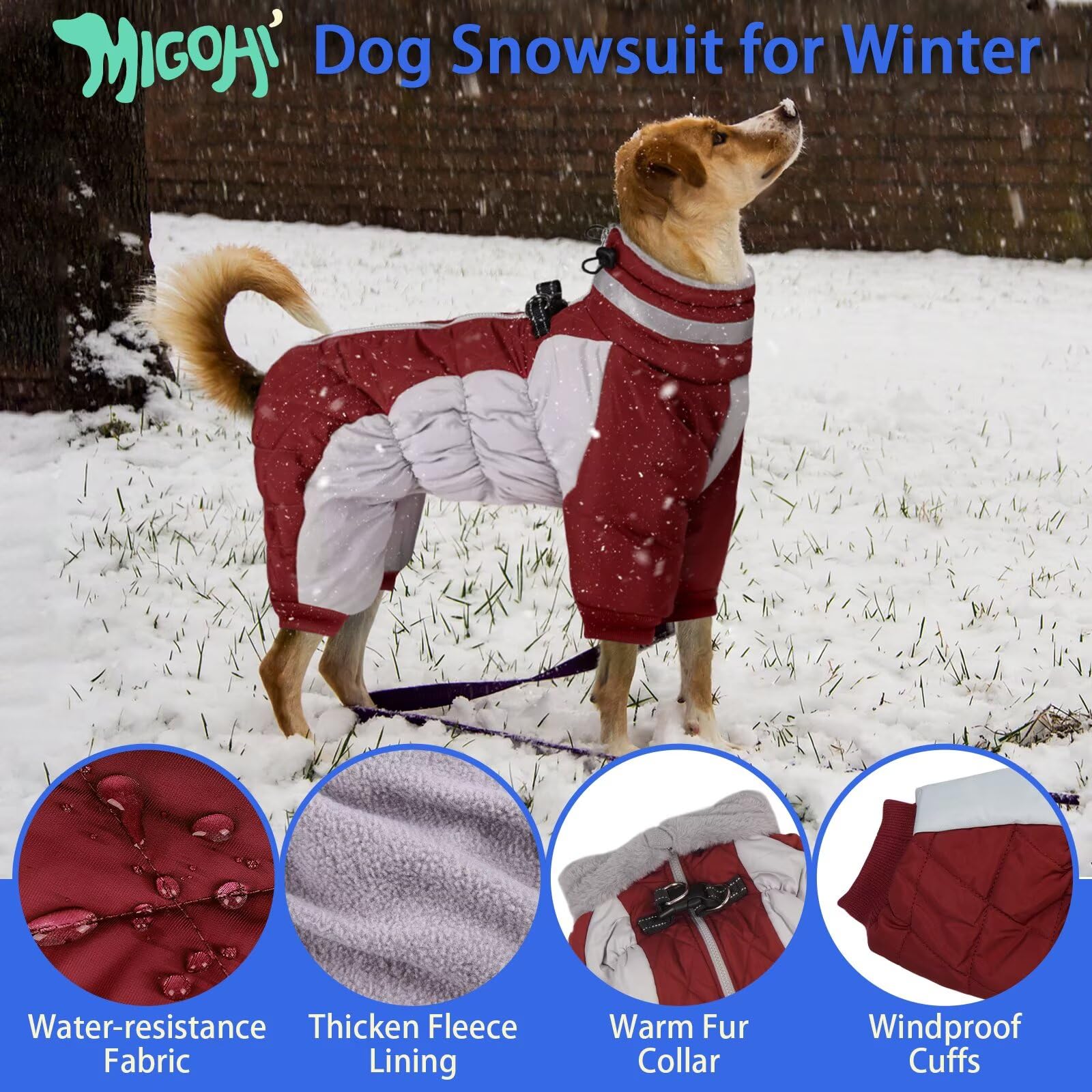 MIGOHI manteau chien harnais intégré, sortie pratique et sécurisée.