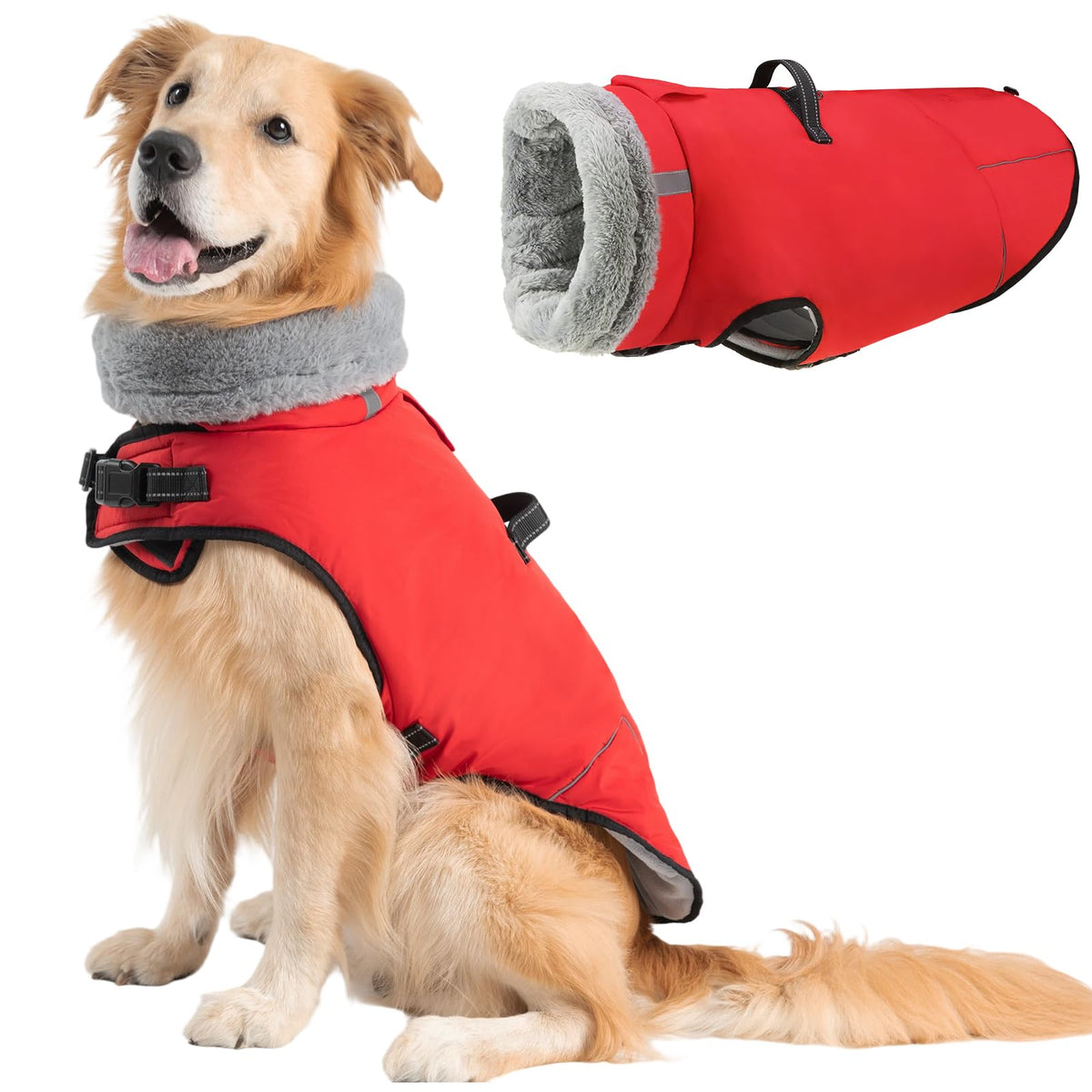Mihachi manteau chien grand avec harnais intégré pour promenades faciles.