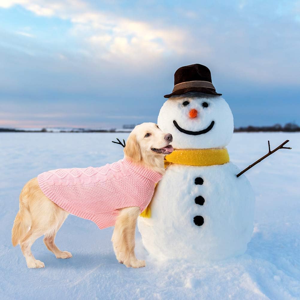 Mihachi pull col roulé chien rose pâle, chien en extérieur
