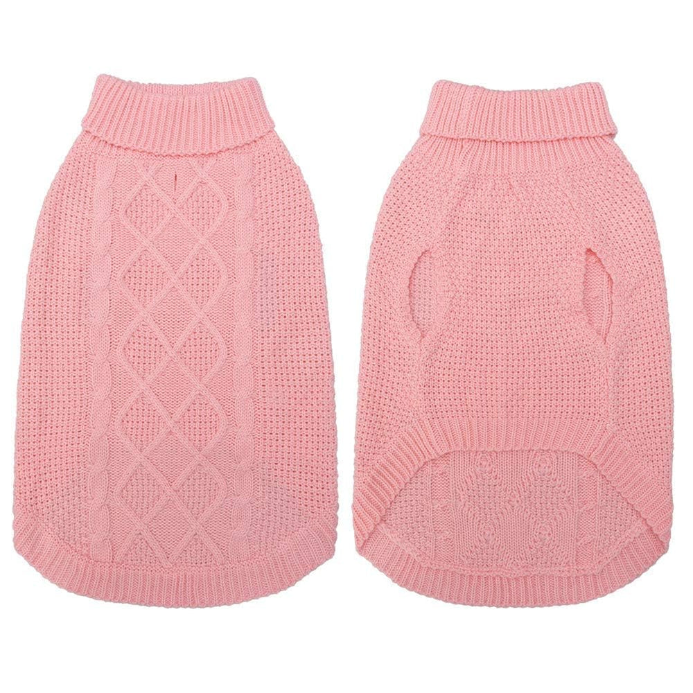 Mihachi pull col roulé chien, détail maille torsadée pour chaleur durable