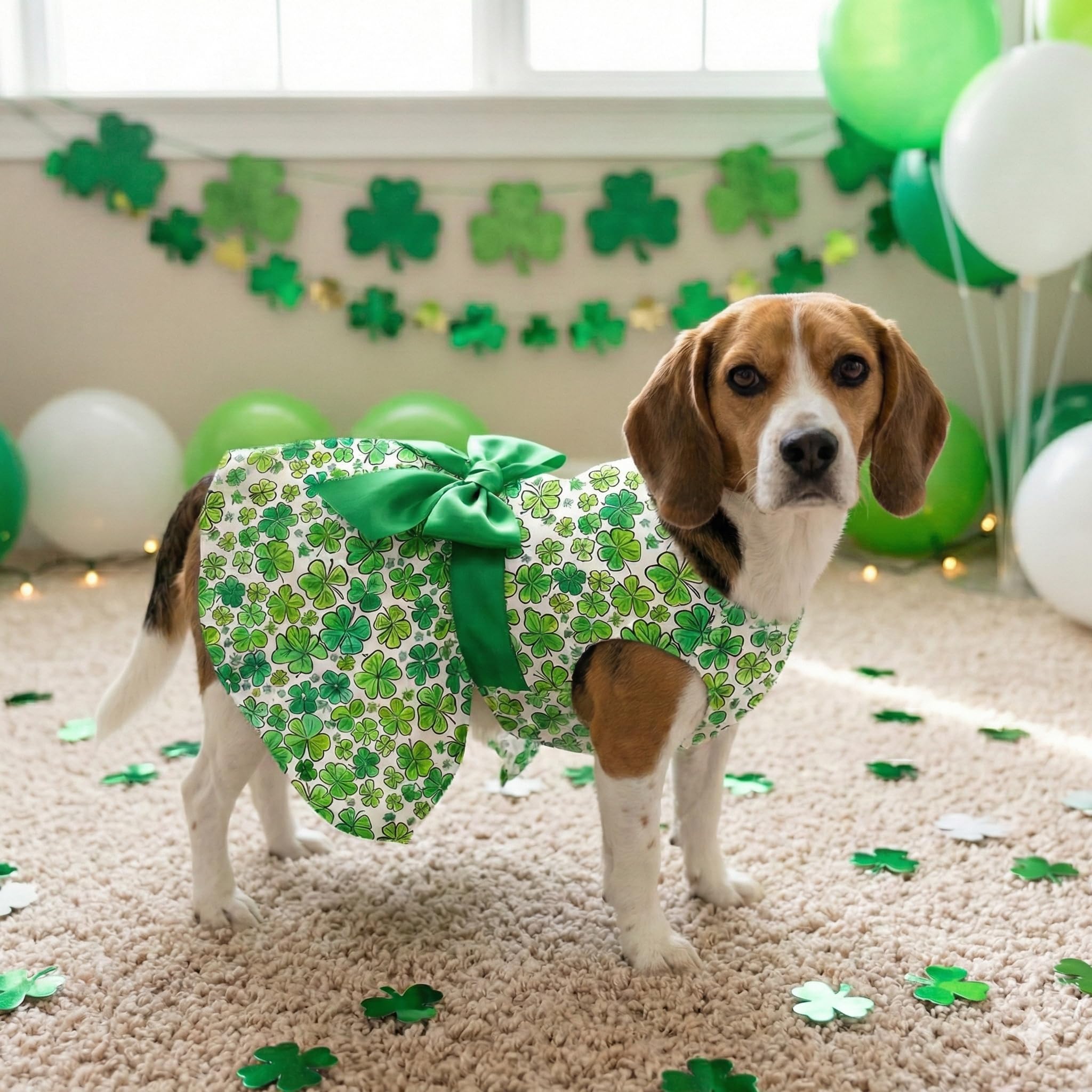 Idée cadeau festive avec robe Saint-Patrick Miiemiu, idéale pour photos et parades.