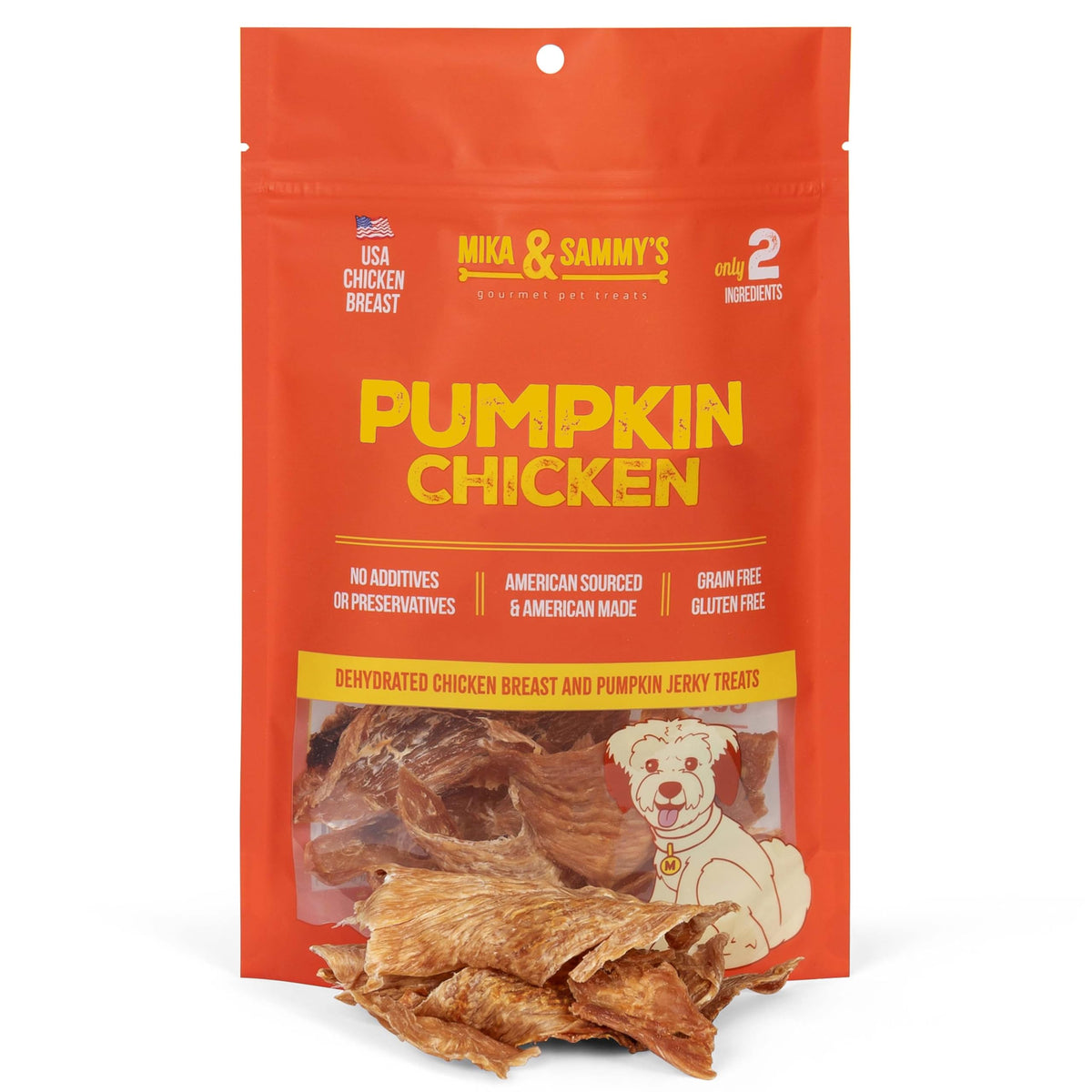 Mika et Sammy's Friandises poulet-potiron, emballage 12 oz, récompense pratique.