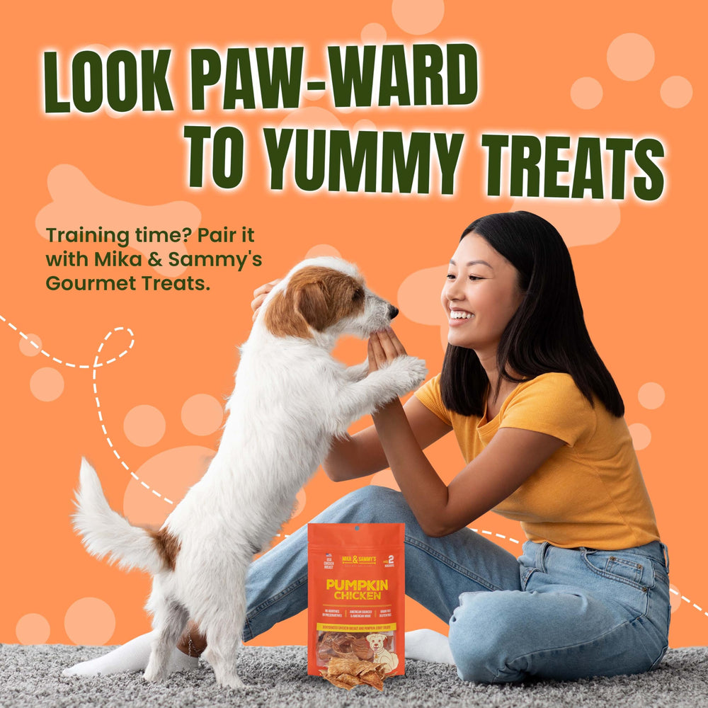 Sans additifs et sans gluten, friandises Mika et Sammy's pour chiens sensibles.