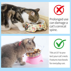 MILIFUN bol chat incline favorise une posture naturelle au repas