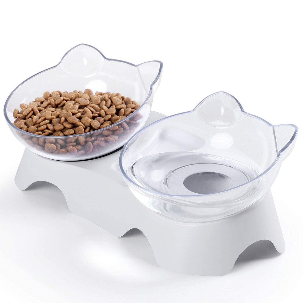 Milifun gamelles chat surlevees inclinees duo facilitant alimentation et hydratation.