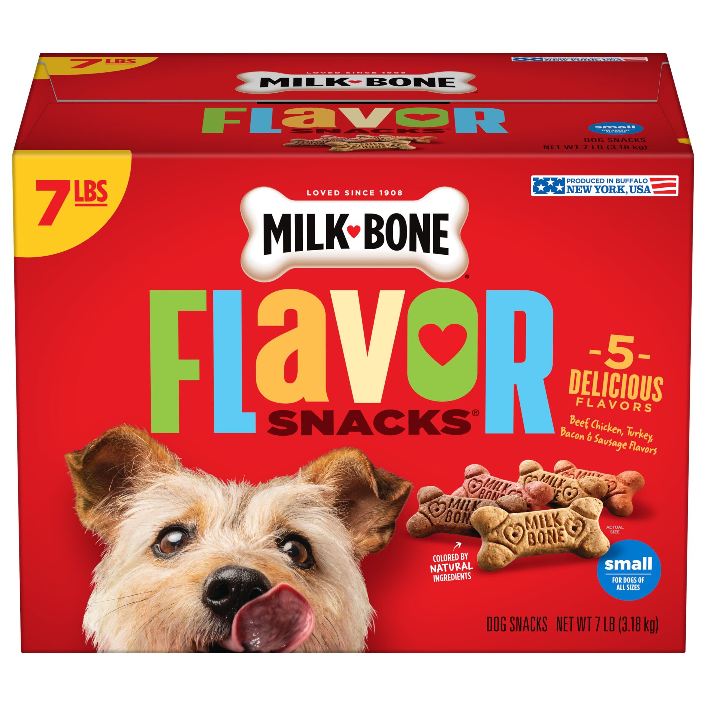 Milk-Bone Friandises Saveurs dans une boîte de 7 lb, biscuits croquants pour chien