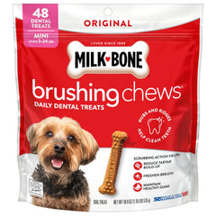 Milk-Bone Brushing Chews poulet mini aide à réduire le tartre et rafraîchir l'haleine.