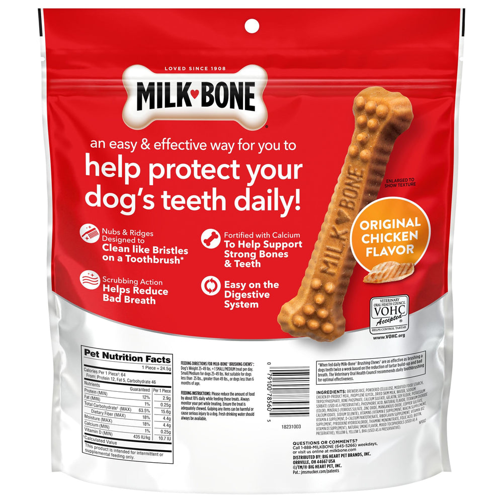 Milk-Bone Brushing Chews reconnues VOHC pour l’hygiène dentaire.