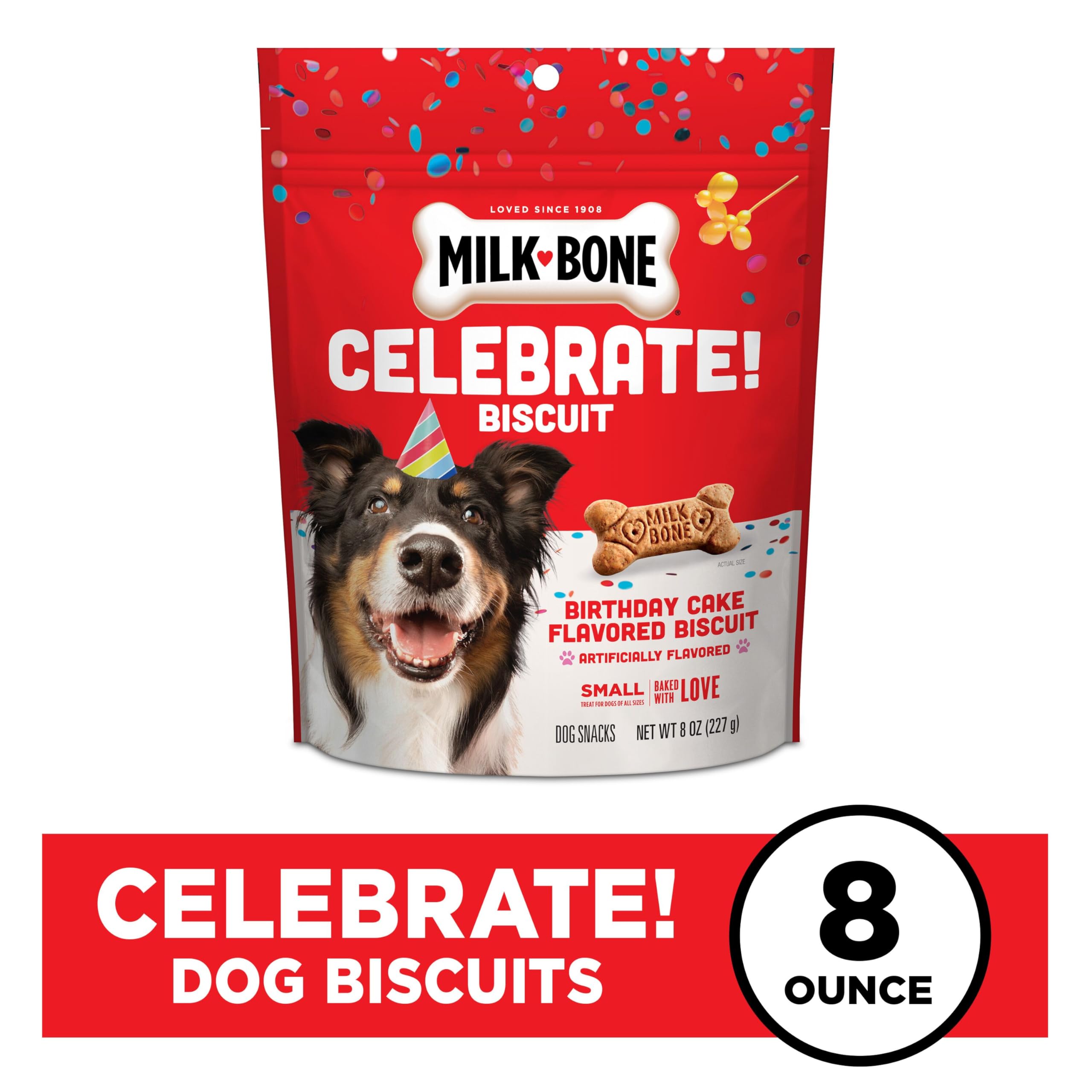 Milk-Bone Celebrate sachet-8-onces : format pratique pour partager pendant l’anniversaire