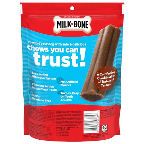 Milk-Bone Comfort Chews boeuf réel, saveur attrayante pour chiens.